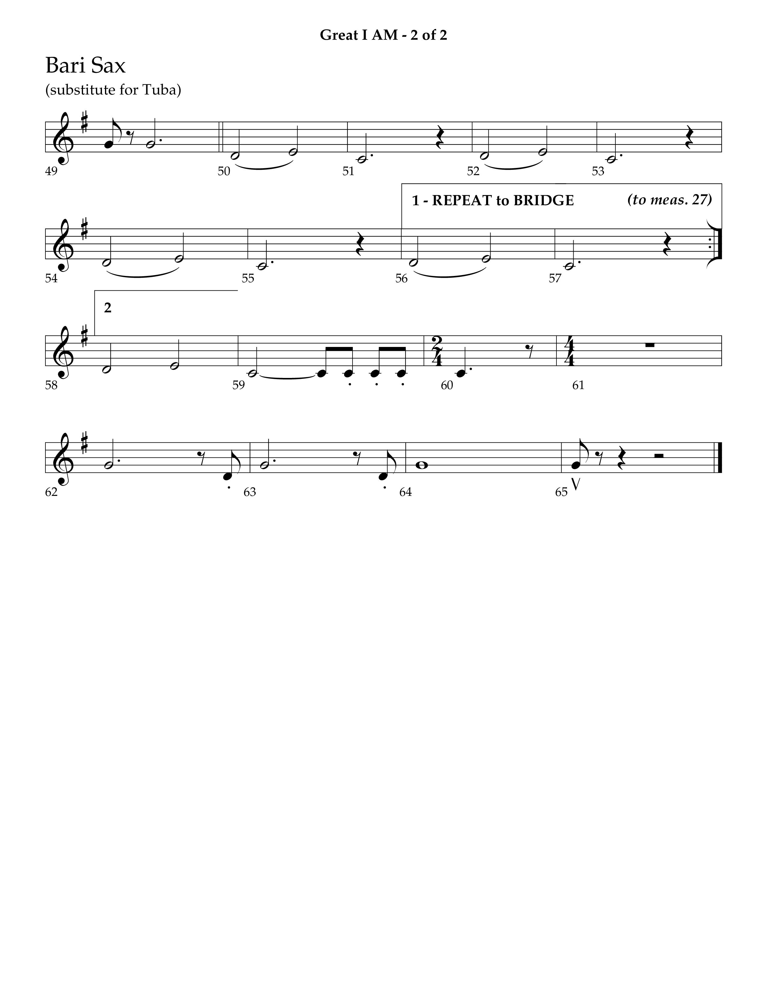 Great I Am (Choral Anthem SATB) Bari Sax (Lifeway Choral / Arr. Ken Barker / Orch. Dave Williamson)