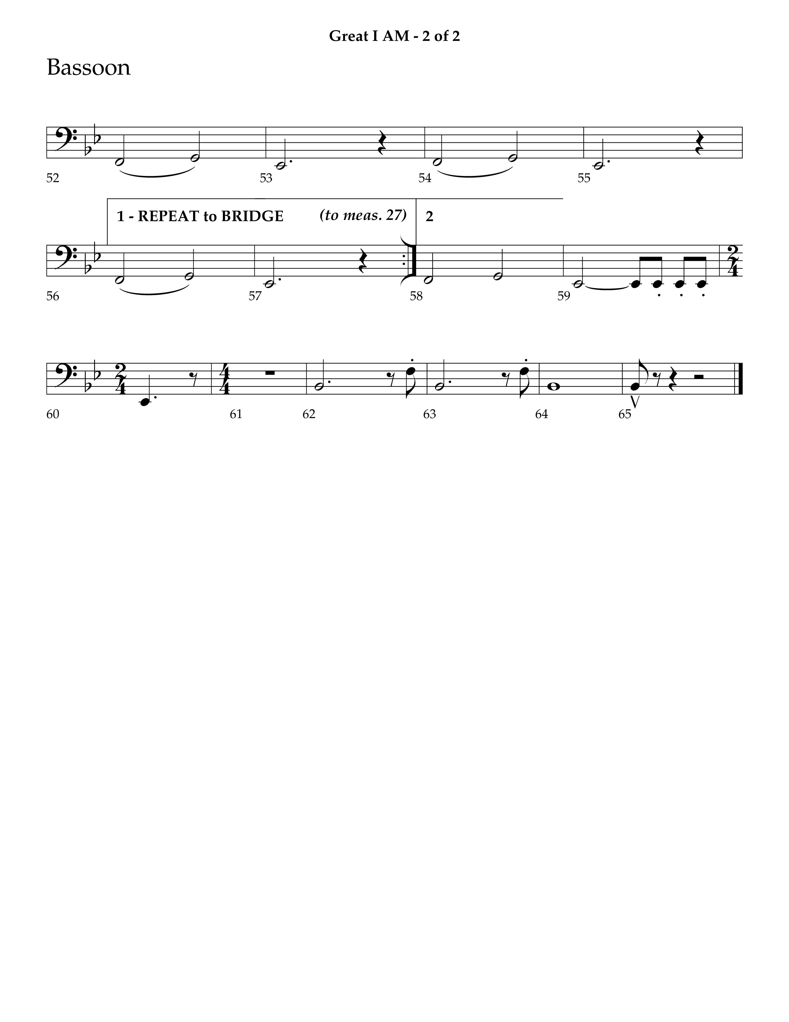 Great I Am (Choral Anthem SATB) Bassoon (Lifeway Choral / Arr. Ken Barker / Orch. Dave Williamson)
