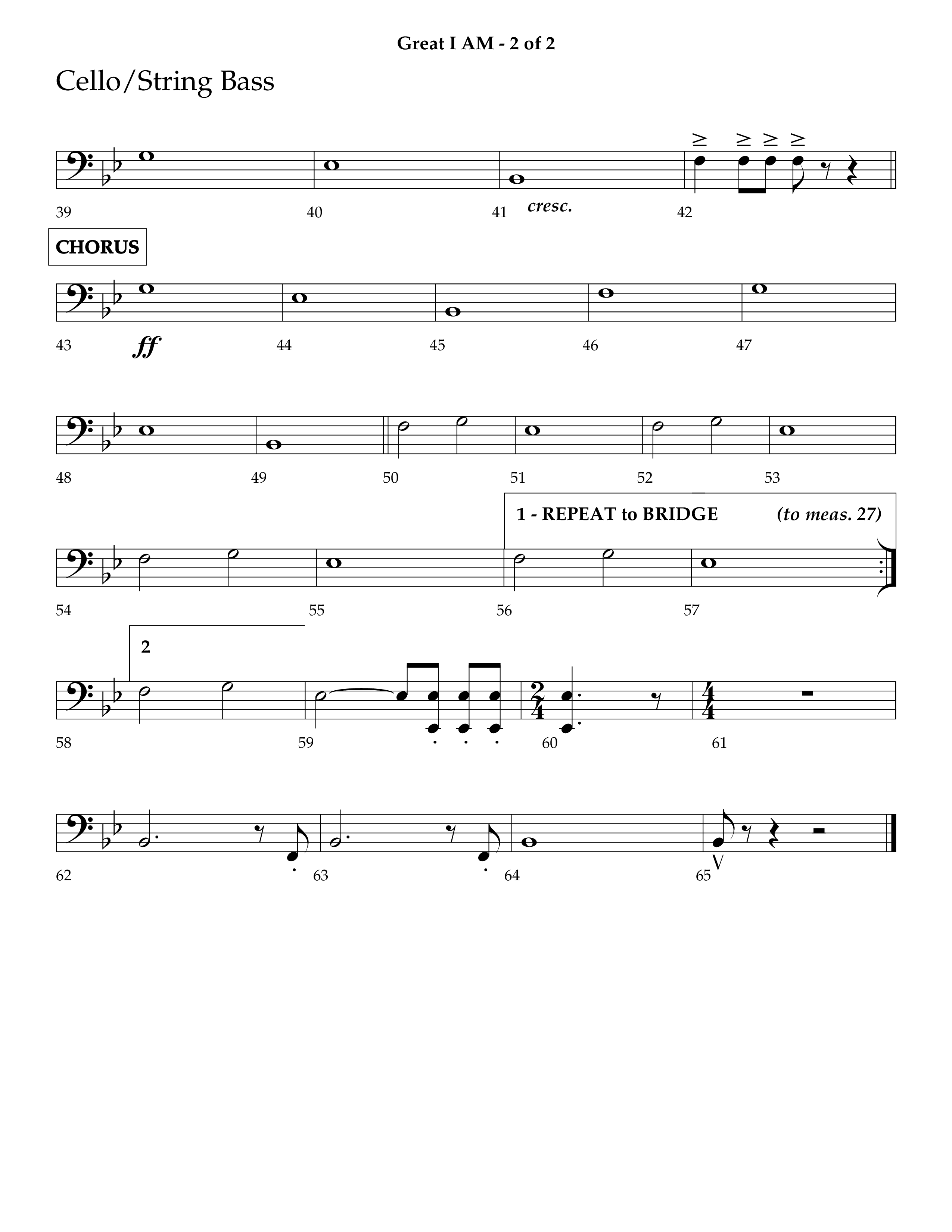 Great I Am (Choral Anthem SATB) Cello/Bass (Lifeway Choral / Arr. Ken Barker / Orch. Dave Williamson)
