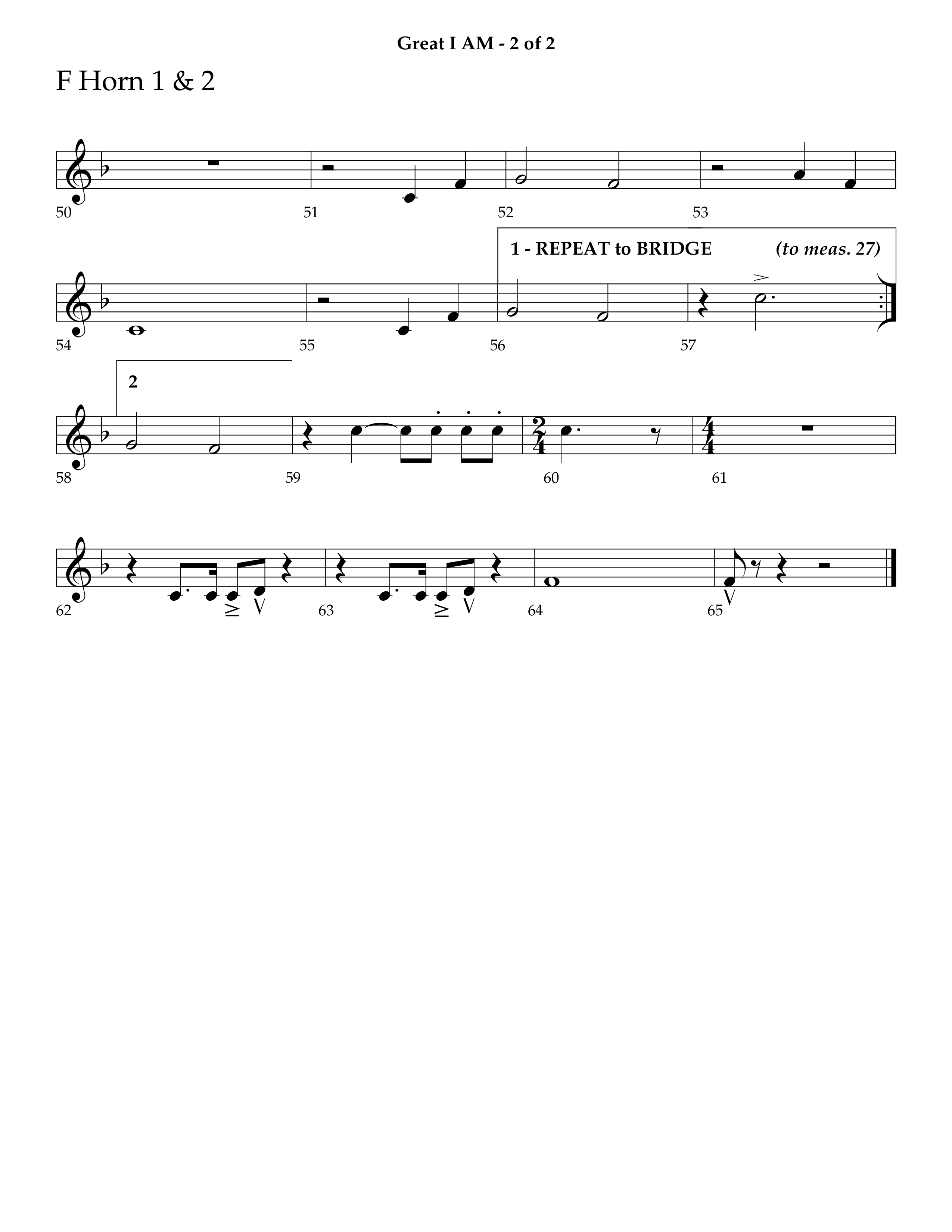 Great I Am (Choral Anthem SATB) French Horn 1/2 (Lifeway Choral / Arr. Ken Barker / Orch. Dave Williamson)