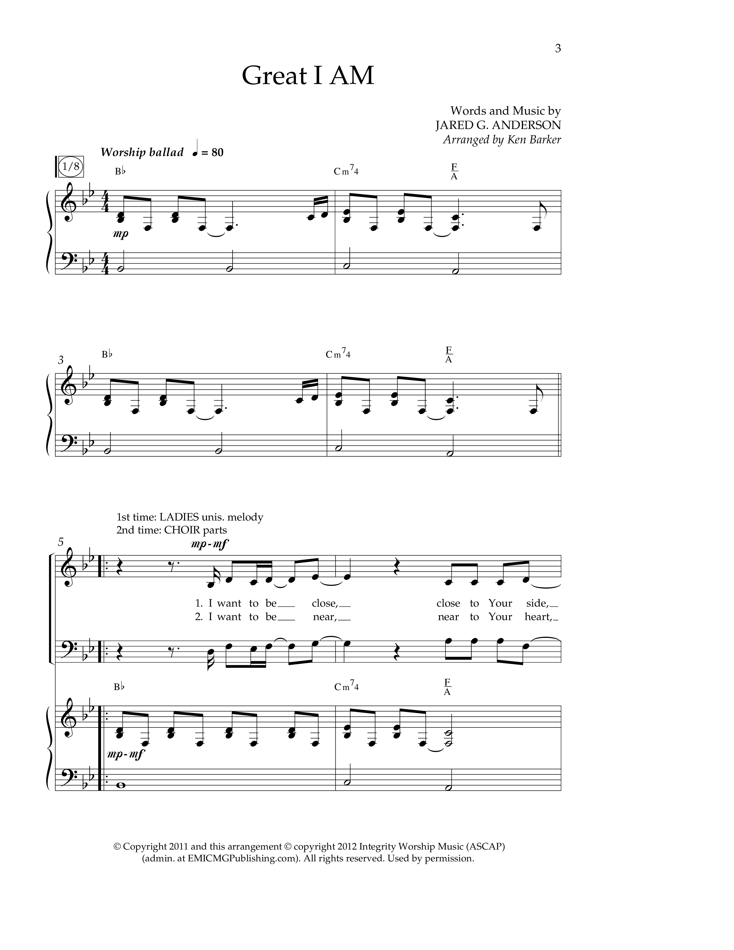 Great I Am (Choral Anthem SATB) Anthem (SATB/Piano) (Lifeway Choral / Arr. Ken Barker / Orch. Dave Williamson)