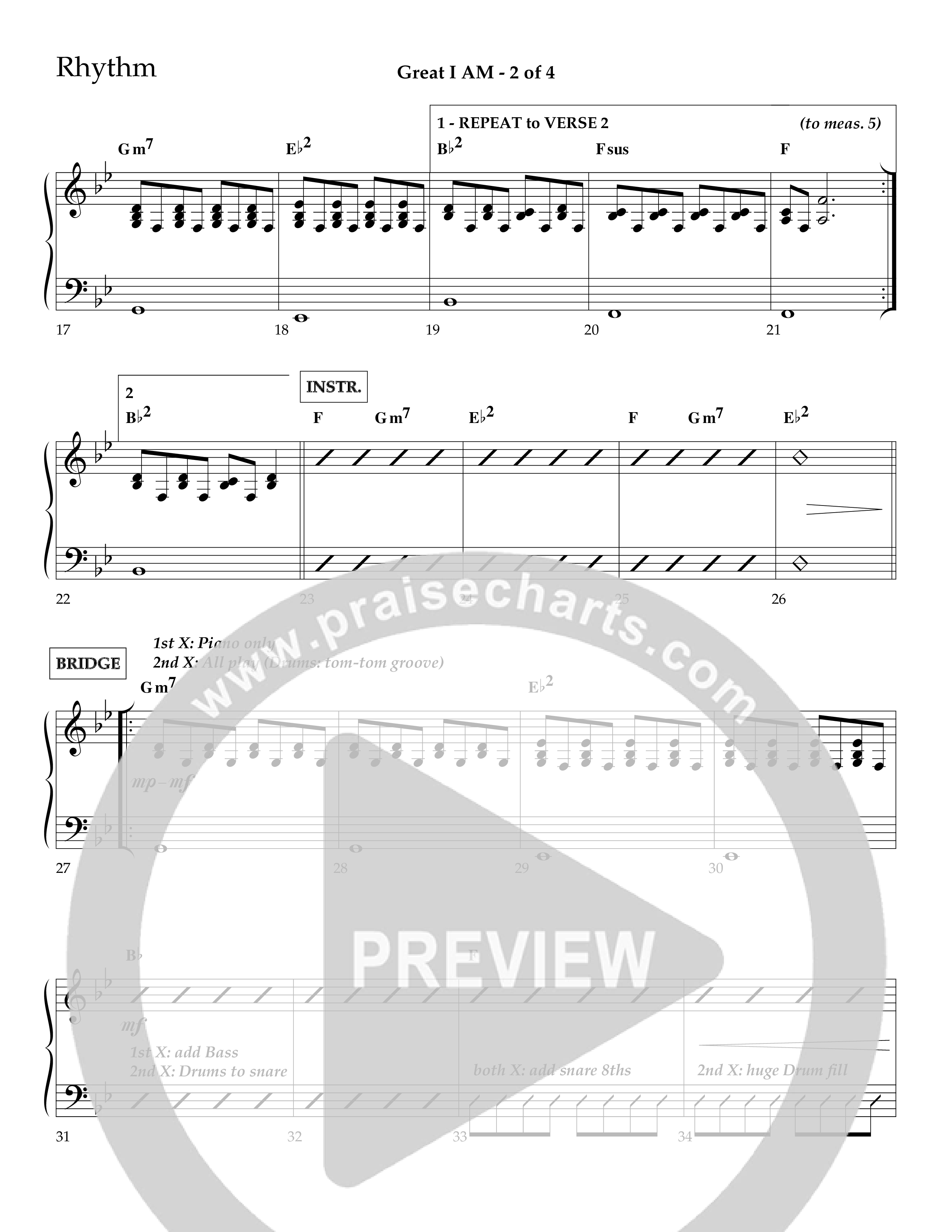 Great I Am (Choral Anthem SATB) Lead Melody & Rhythm (Lifeway Choral / Arr. Ken Barker / Orch. Dave Williamson)