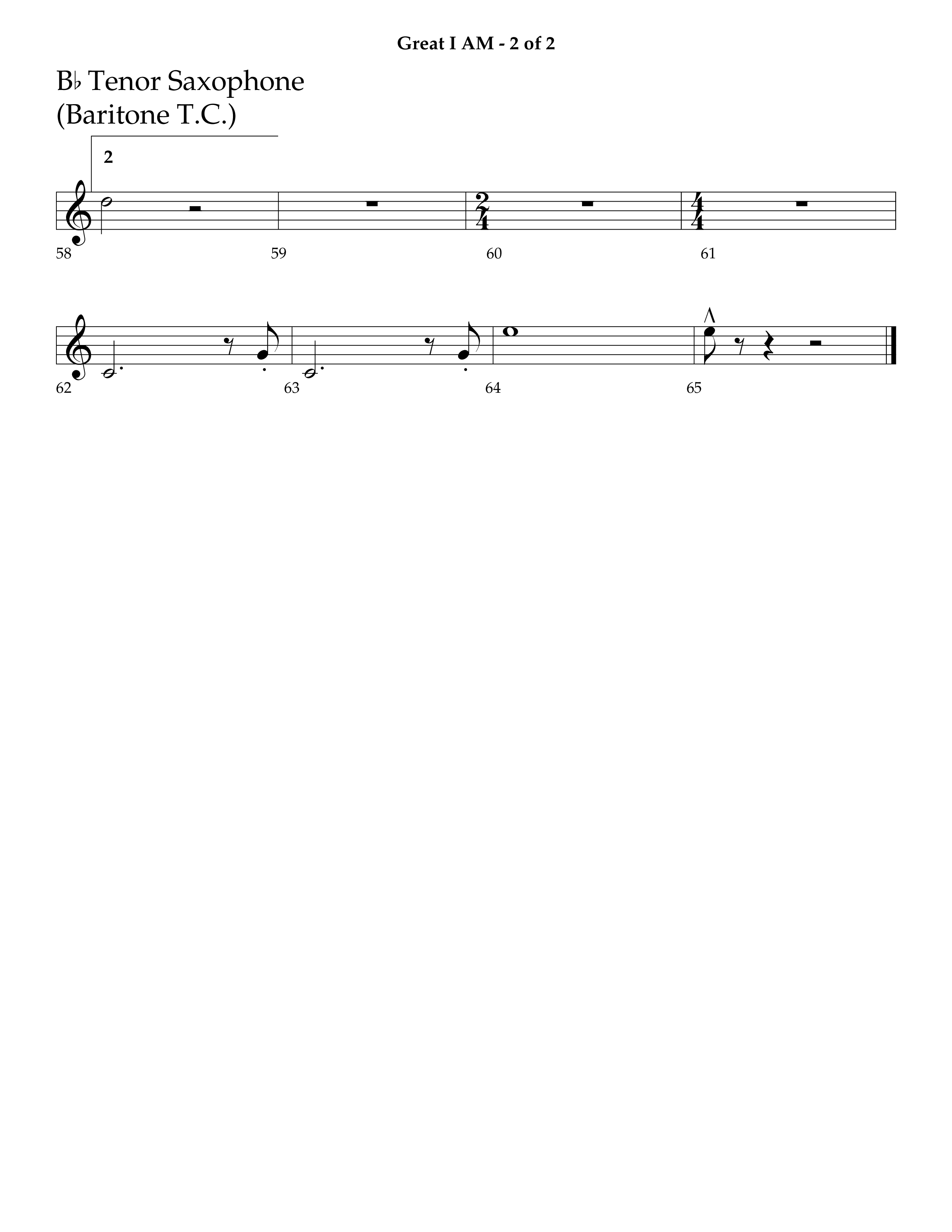 Great I Am (Choral Anthem SATB) Tenor Sax 1 (Lifeway Choral / Arr. Ken Barker / Orch. Dave Williamson)