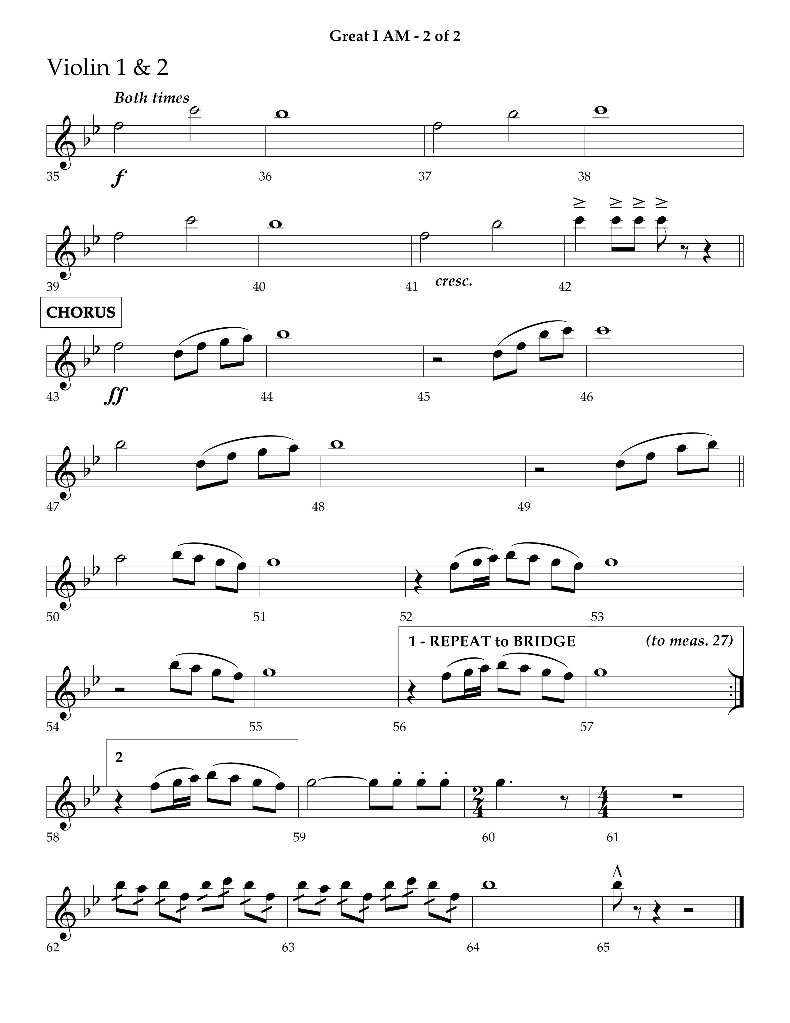 Great I Am (Choral Anthem SATB) Violin 1/2 (Lifeway Choral / Arr. Ken Barker / Orch. Dave Williamson)