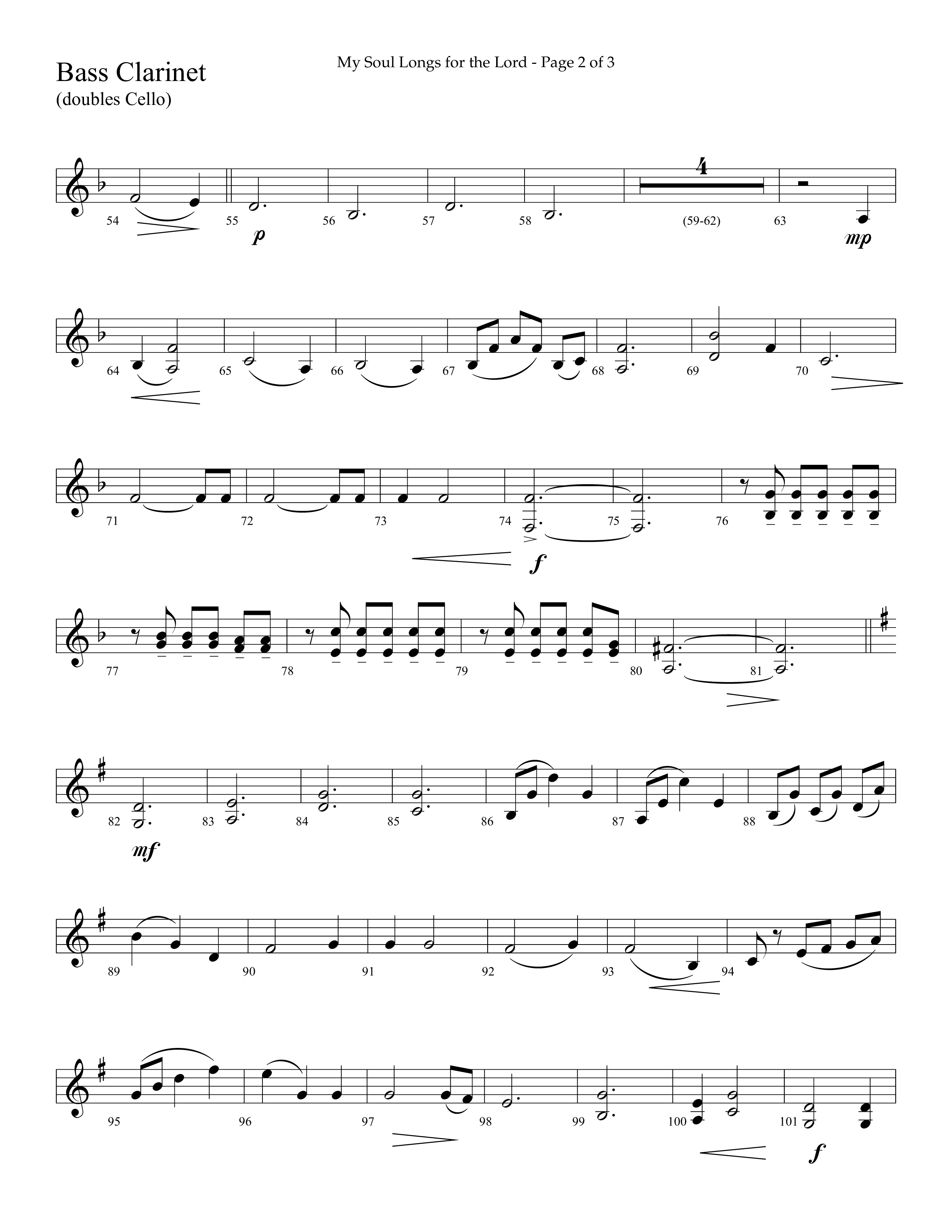 My Soul Longs For The Lord (Choral Anthem SATB) Bass Clarinet (Lifeway Choral / Arr. David Hamilton)