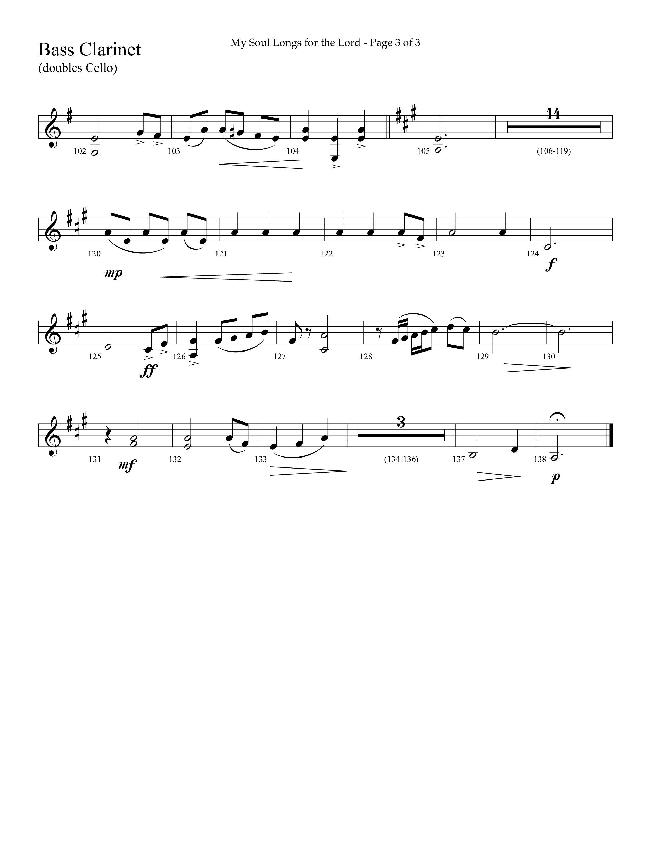 My Soul Longs For The Lord (Choral Anthem SATB) Bass Clarinet (Lifeway Choral / Arr. David Hamilton)