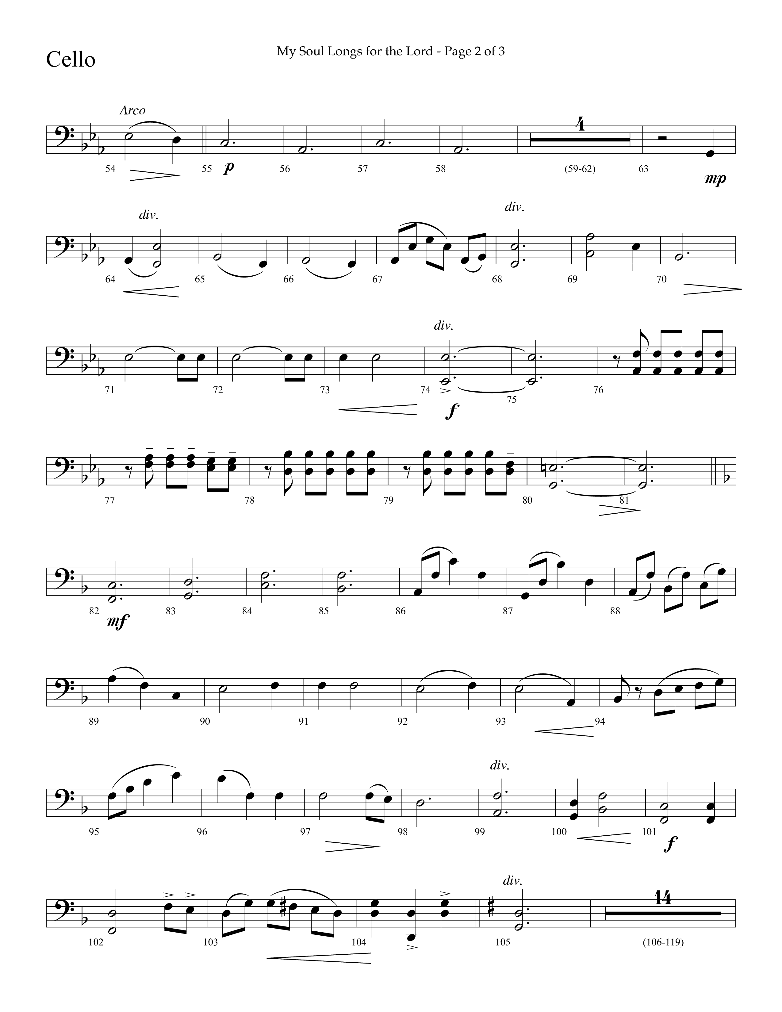 My Soul Longs For The Lord (Choral Anthem SATB) Cello (Lifeway Choral / Arr. David Hamilton)