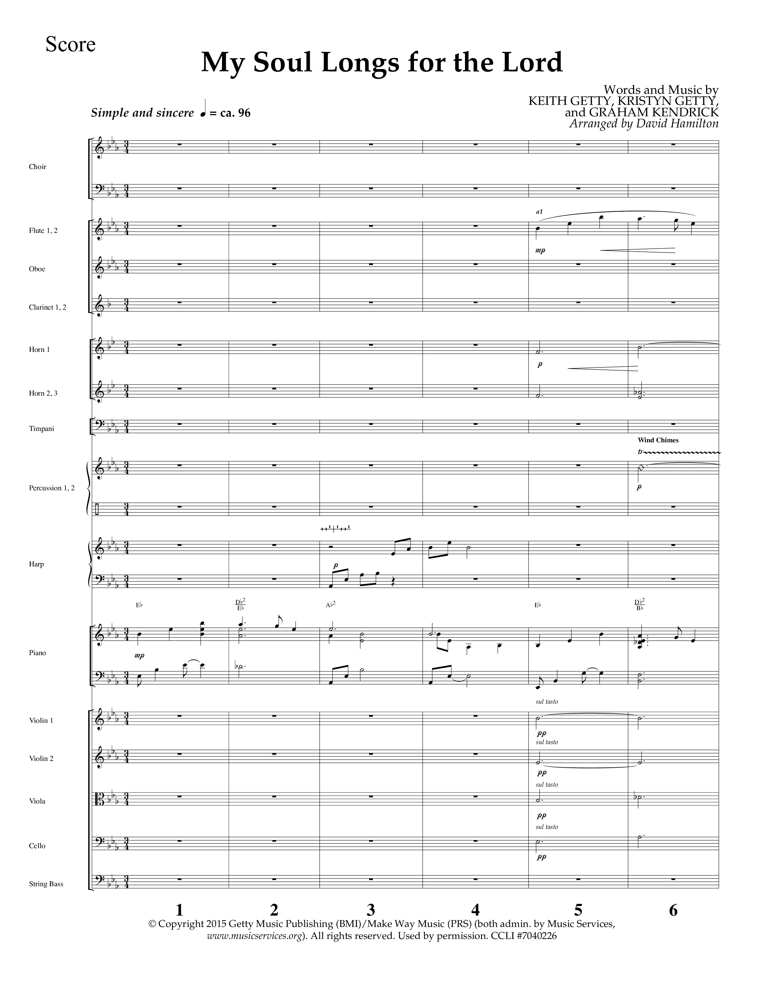 My Soul Longs For The Lord (Choral Anthem SATB) Orchestration (Lifeway Choral / Arr. David Hamilton)