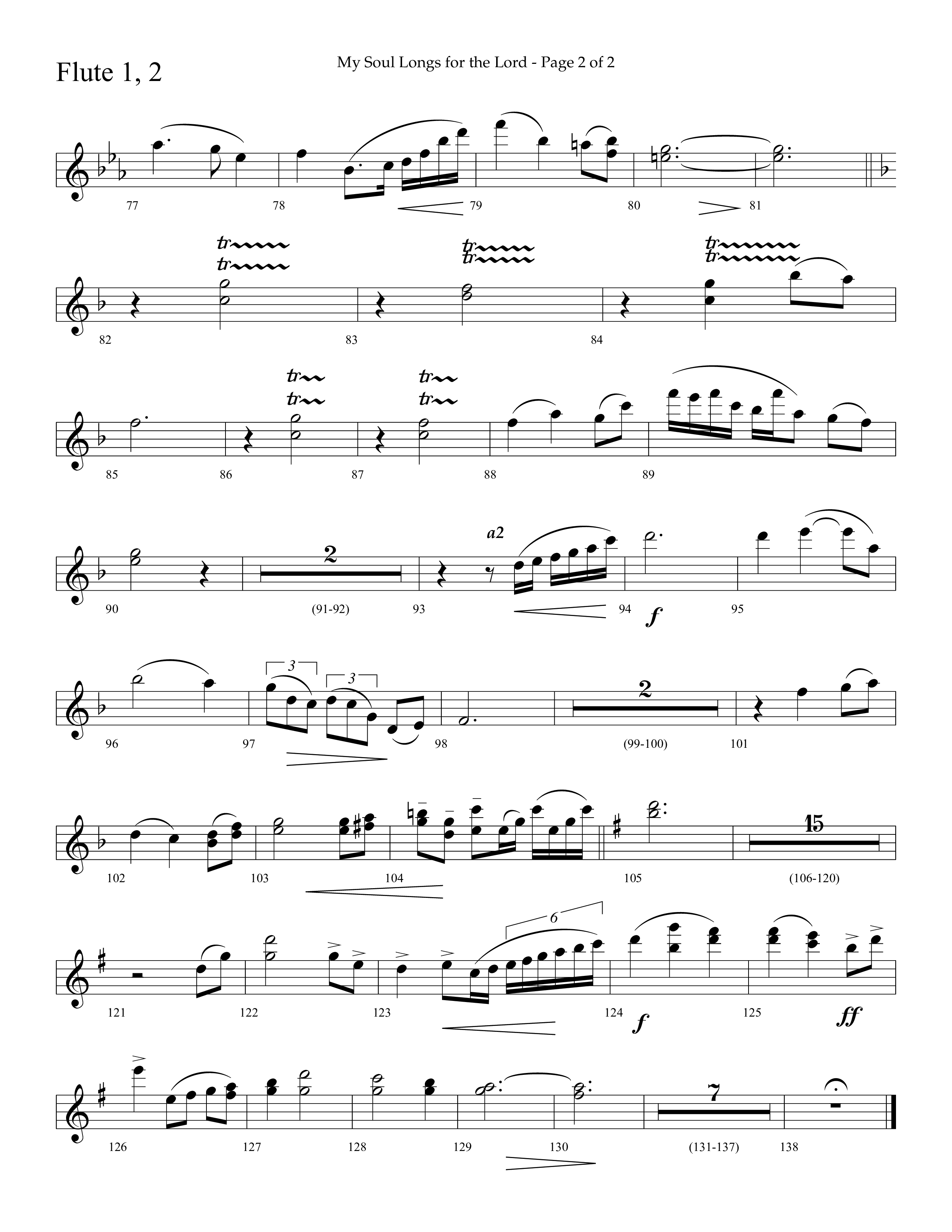 My Soul Longs For The Lord (Choral Anthem SATB) Flute 1/2 (Lifeway Choral / Arr. David Hamilton)