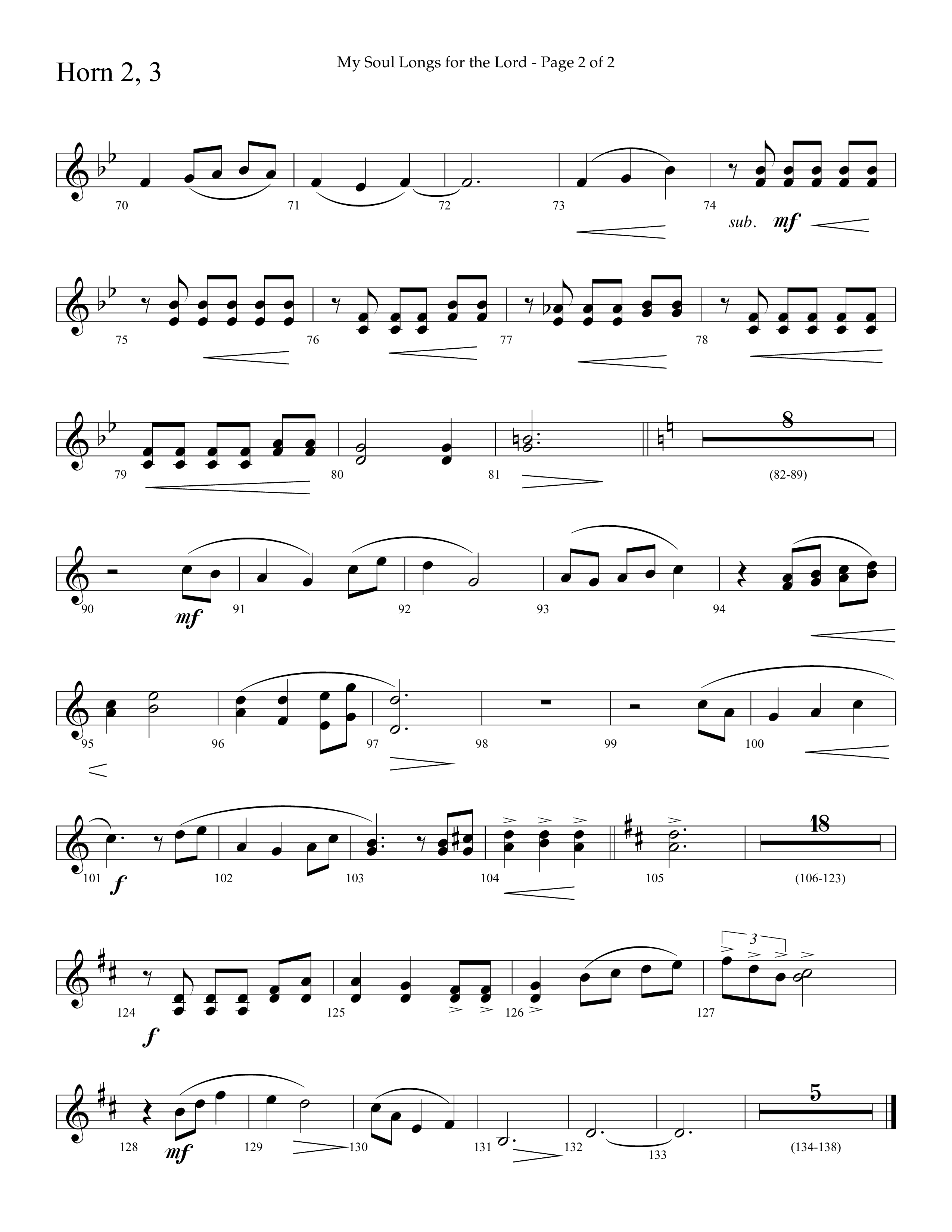 My Soul Longs For The Lord (Choral Anthem SATB) French Horn 2 (Lifeway Choral / Arr. David Hamilton)