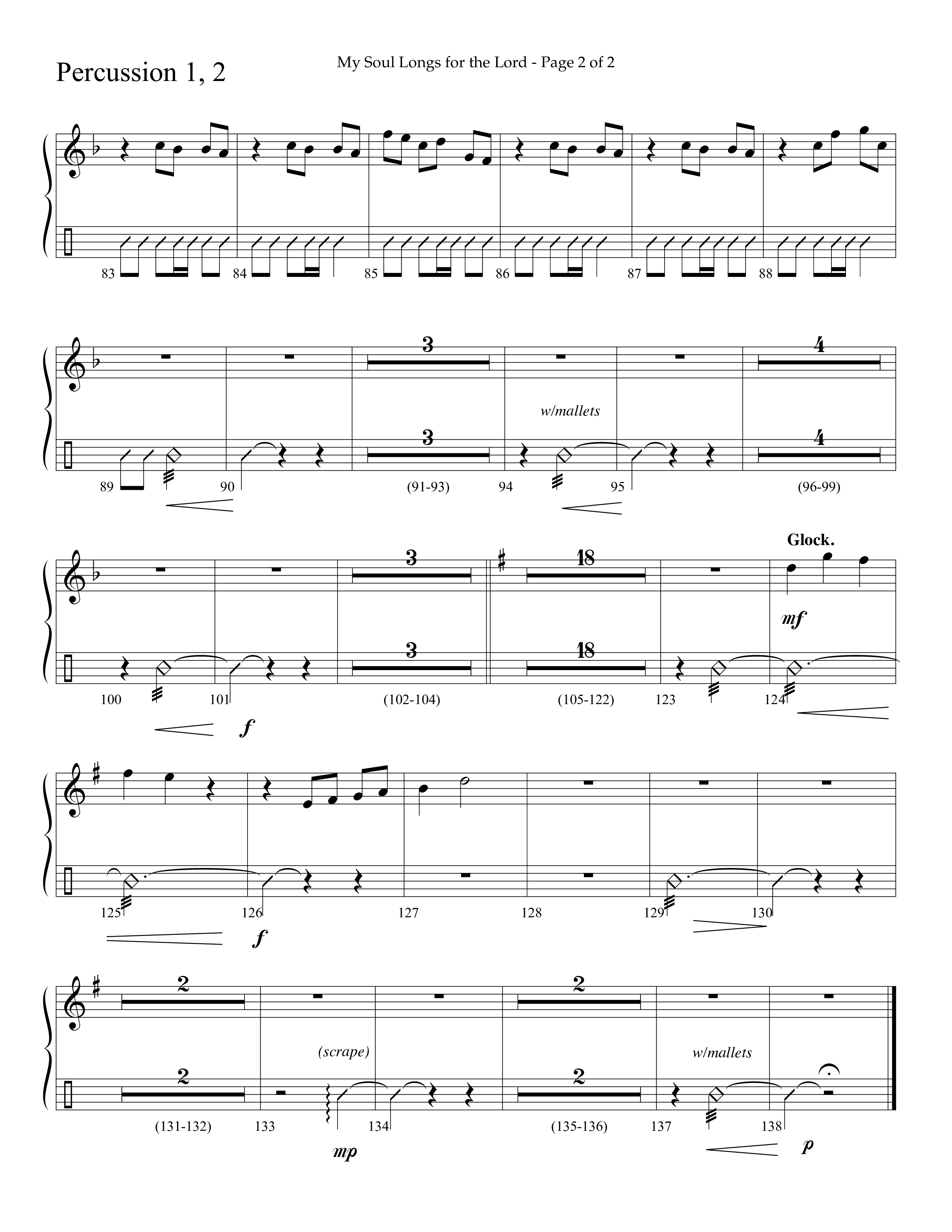 My Soul Longs For The Lord (Choral Anthem SATB) Percussion 1/2 (Lifeway Choral / Arr. David Hamilton)