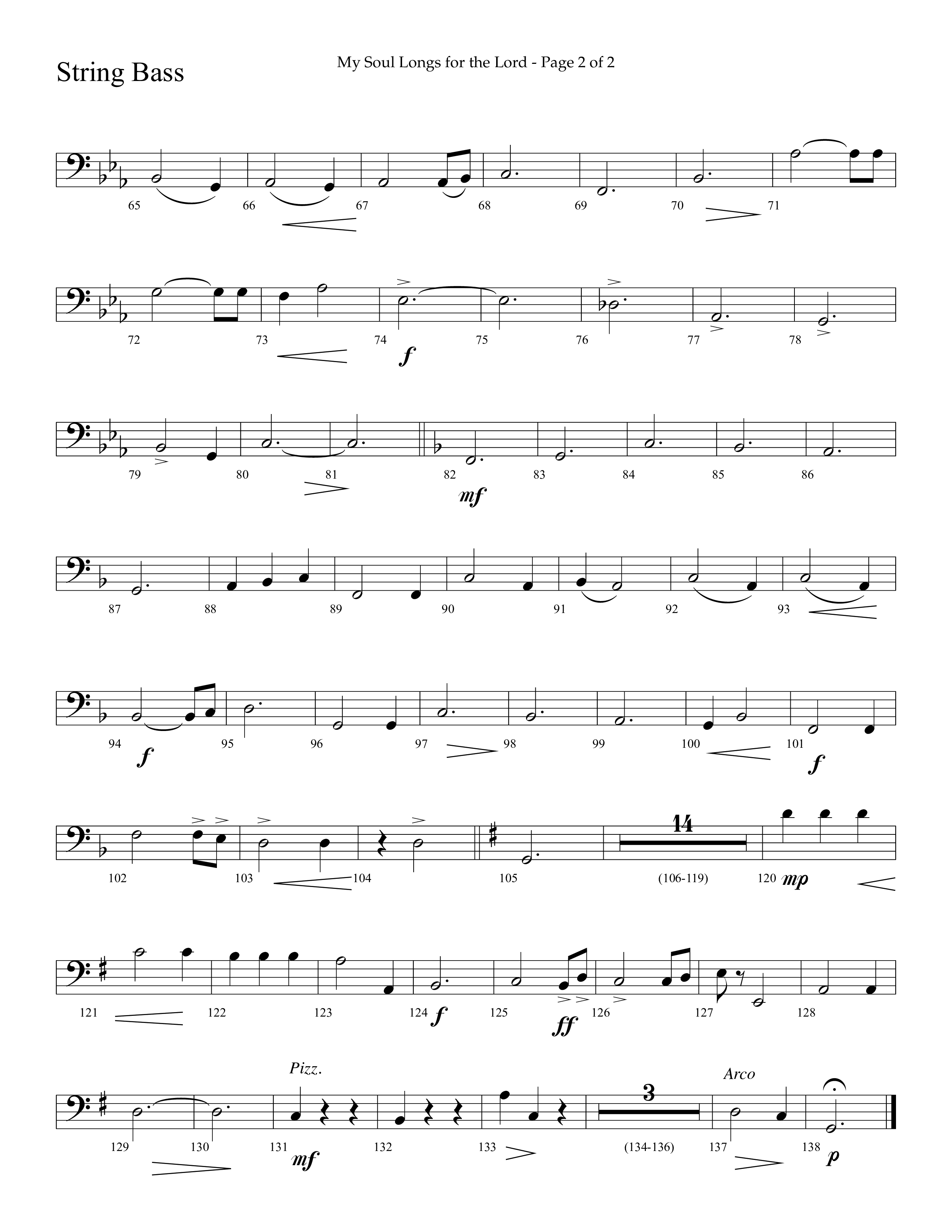 My Soul Longs For The Lord (Choral Anthem SATB) String Bass (Lifeway Choral / Arr. David Hamilton)