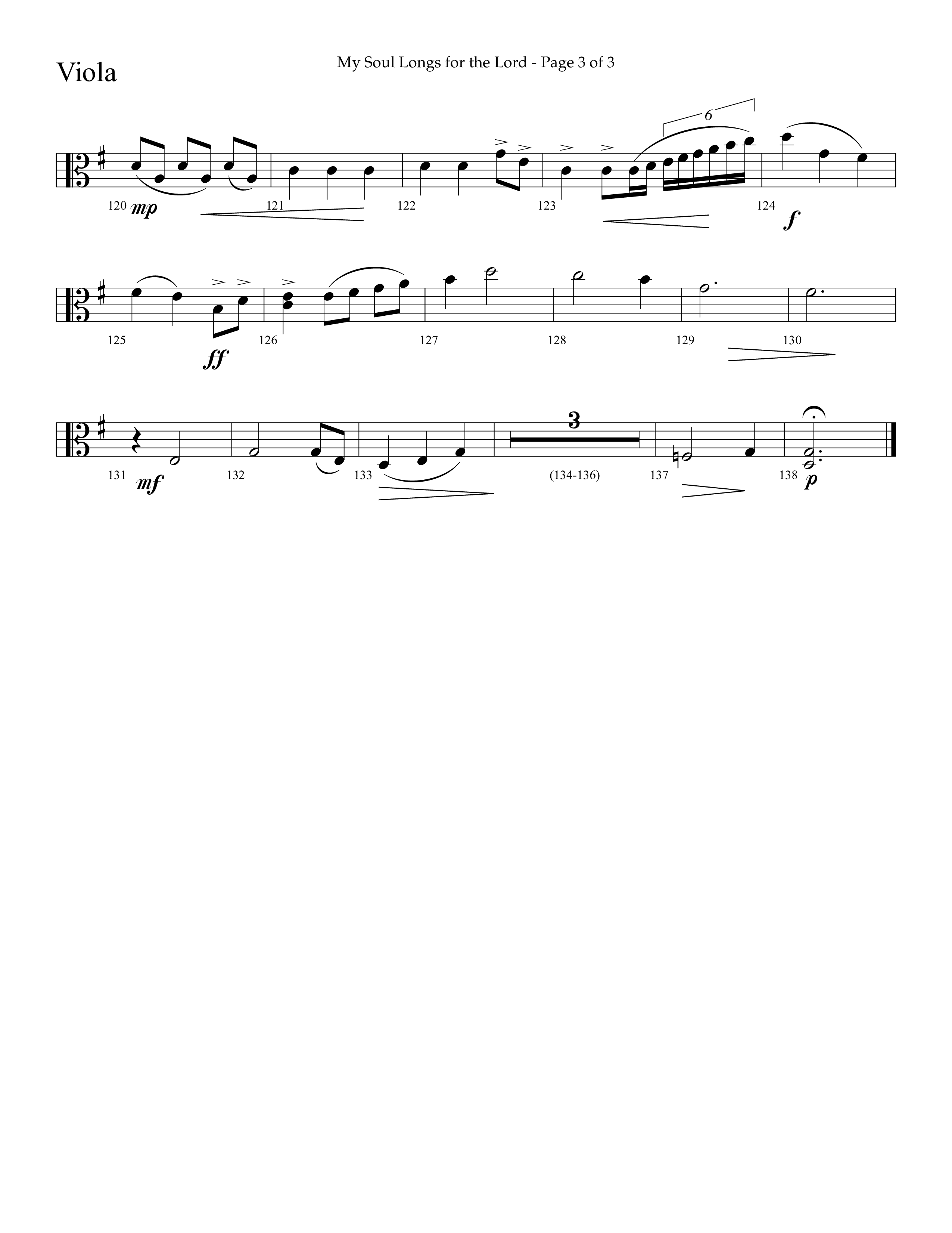 My Soul Longs For The Lord (Choral Anthem SATB) Viola (Lifeway Choral / Arr. David Hamilton)