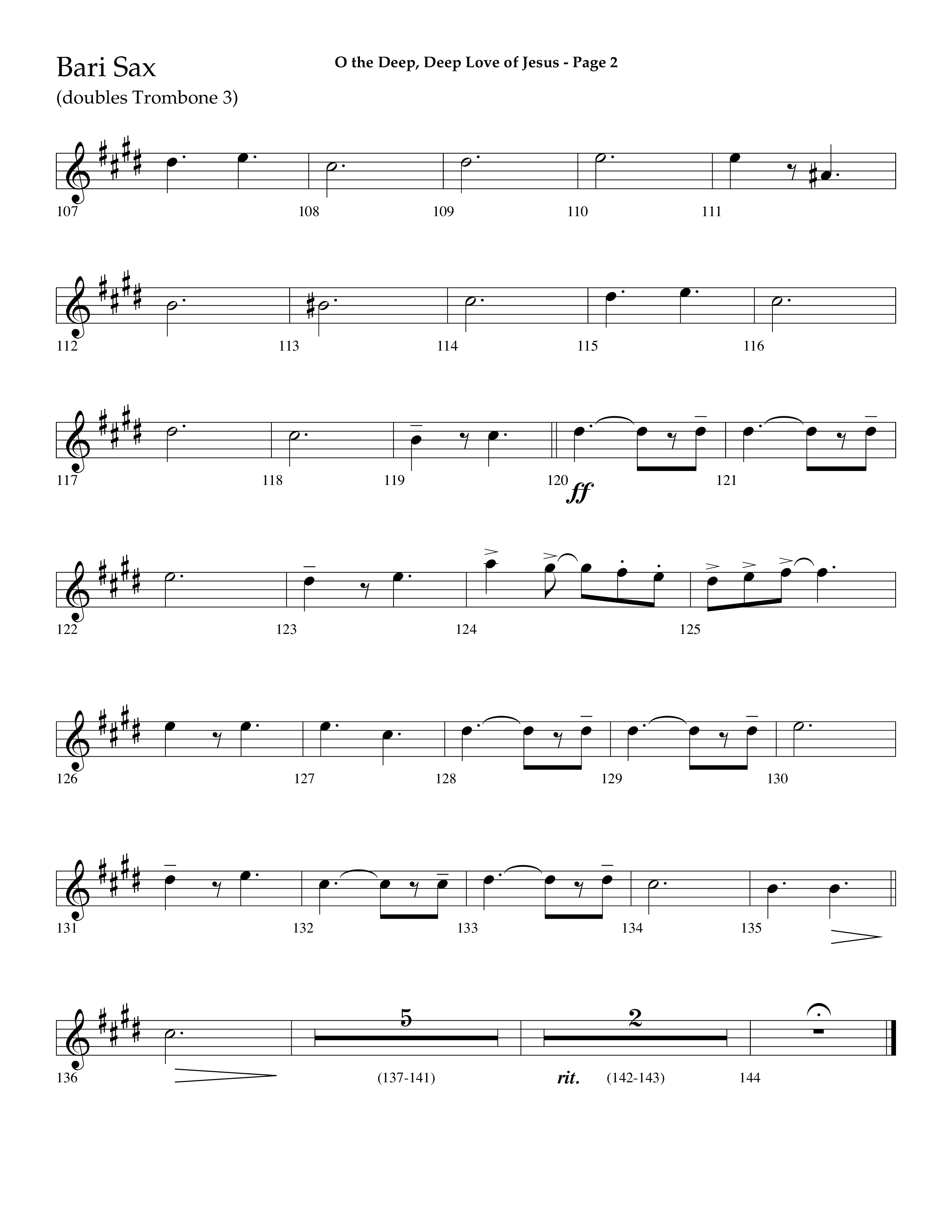 O The Deep Deep Love Of Jesus (Choral Anthem SATB) Bari Sax (Lifeway Choral / Arr. Dave Williamson)