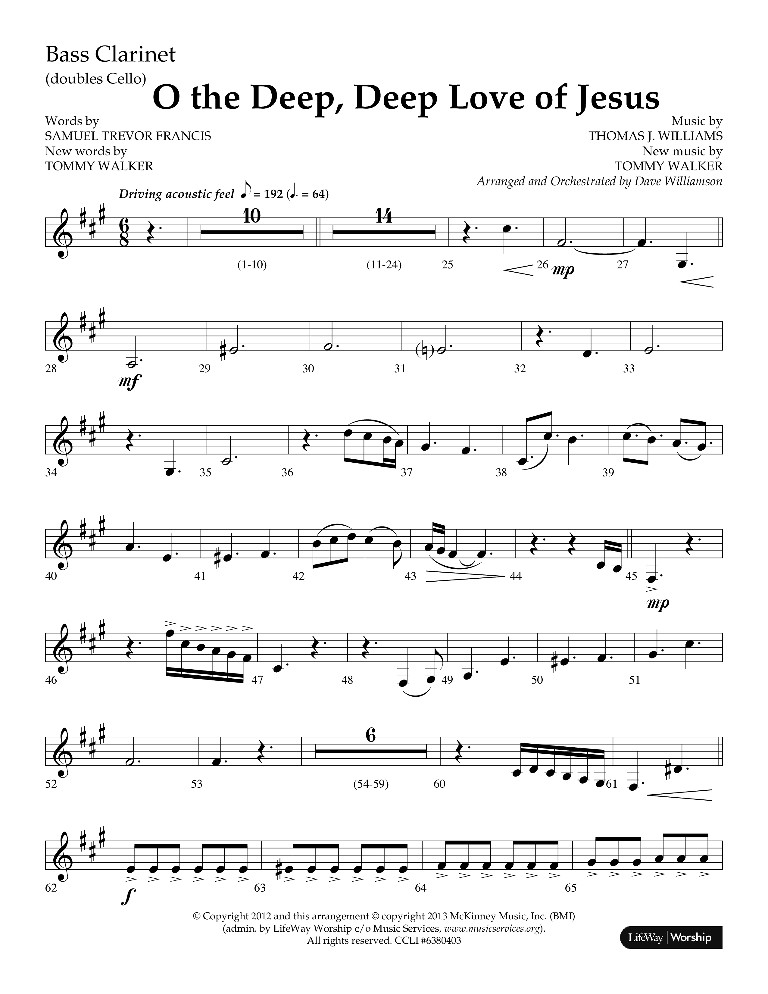 O The Deep Deep Love Of Jesus (Choral Anthem SATB) Bass Clarinet (Lifeway Choral / Arr. Dave Williamson)
