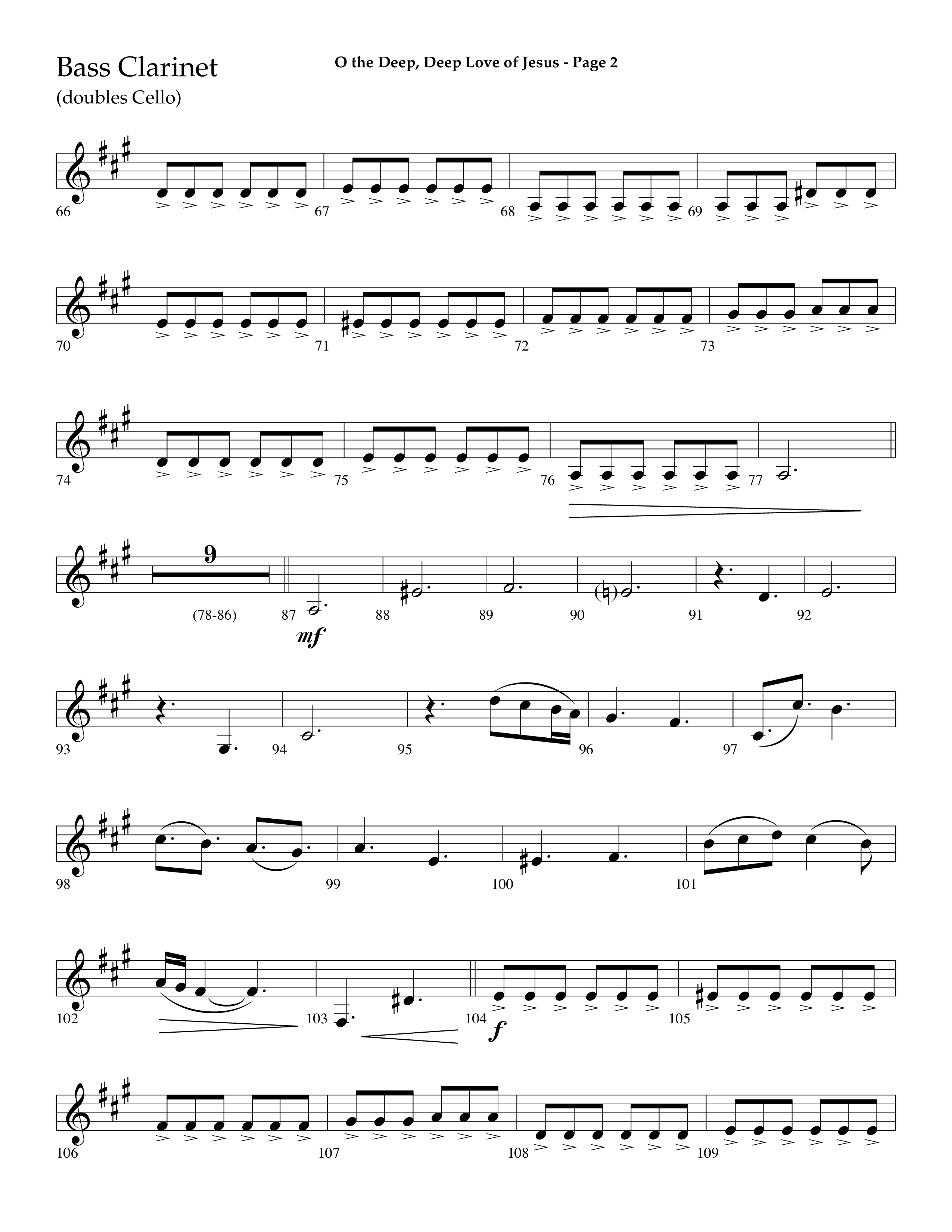 O The Deep Deep Love Of Jesus (Choral Anthem SATB) Bass Clarinet (Lifeway Choral / Arr. Dave Williamson)