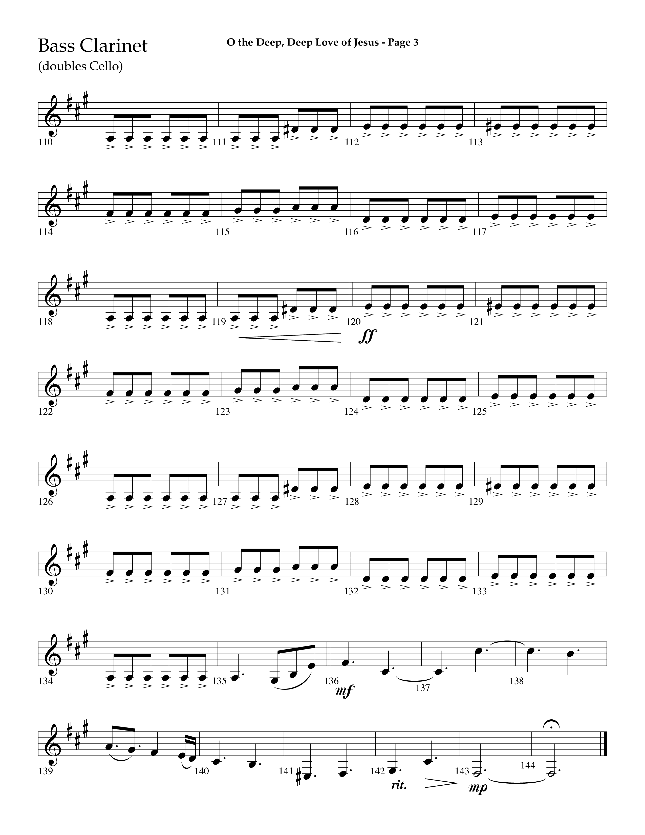 O The Deep Deep Love Of Jesus (Choral Anthem SATB) Bass Clarinet (Lifeway Choral / Arr. Dave Williamson)