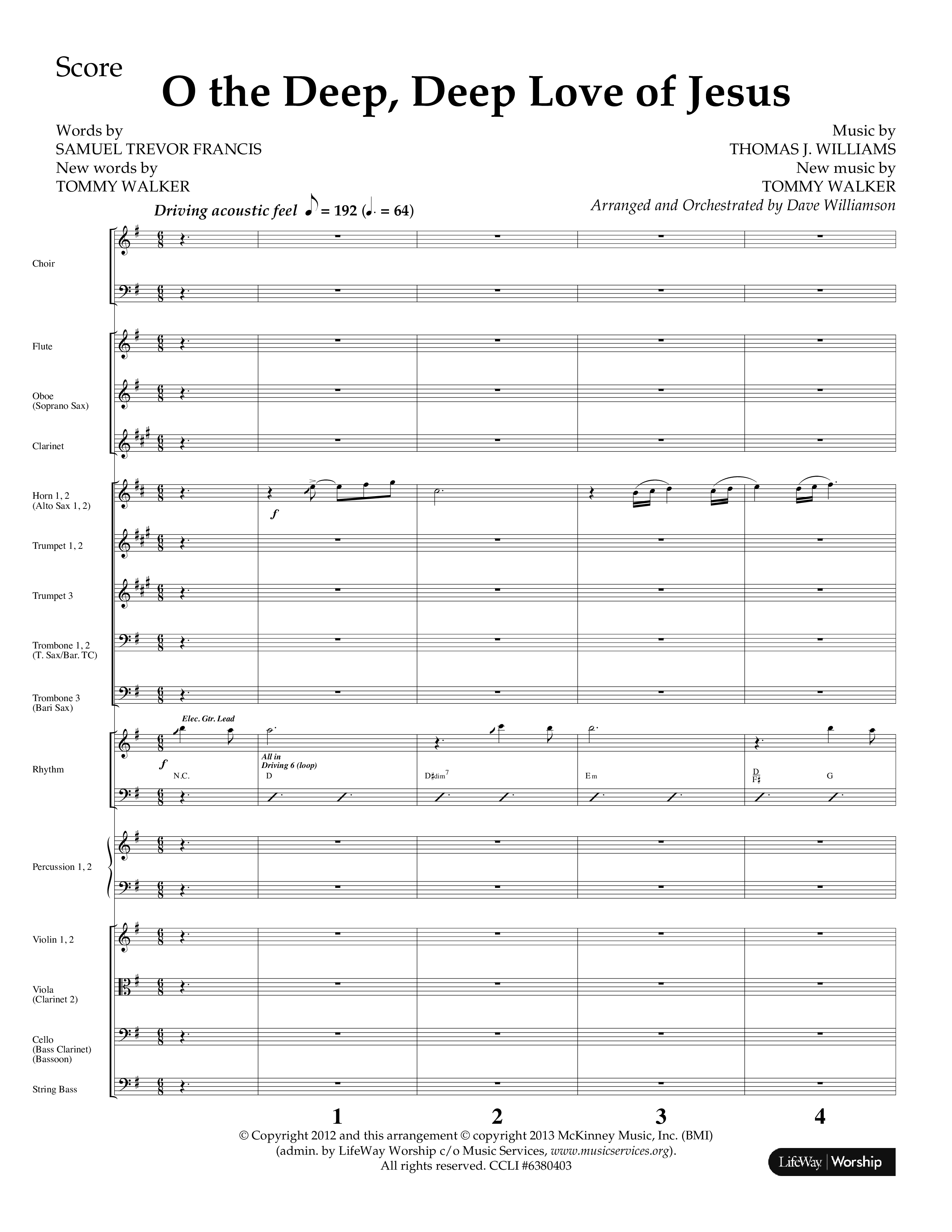 O The Deep Deep Love Of Jesus (Choral Anthem SATB) Conductor's Score (Lifeway Choral / Arr. Dave Williamson)