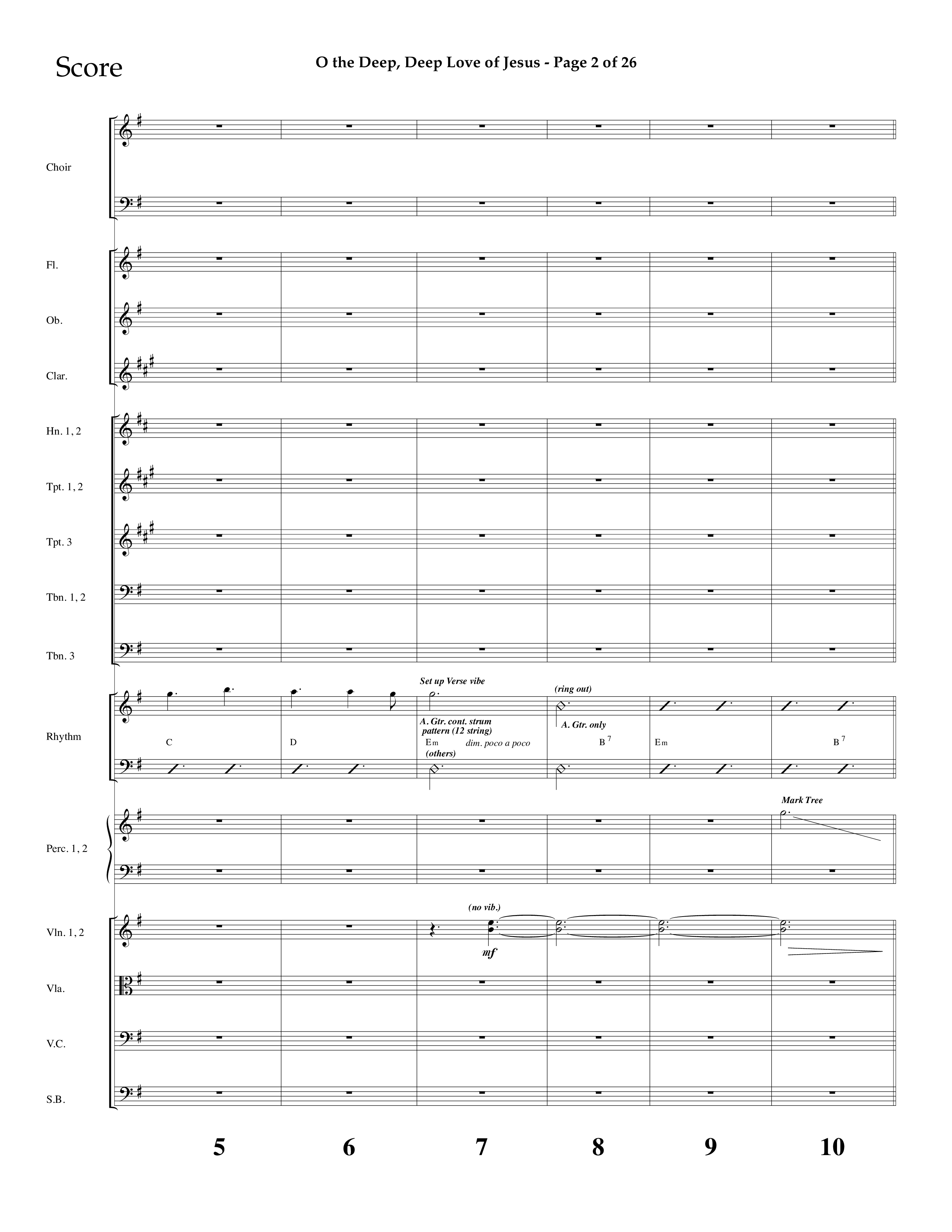 O The Deep Deep Love Of Jesus (Choral Anthem SATB) Orchestration (Lifeway Choral / Arr. Dave Williamson)