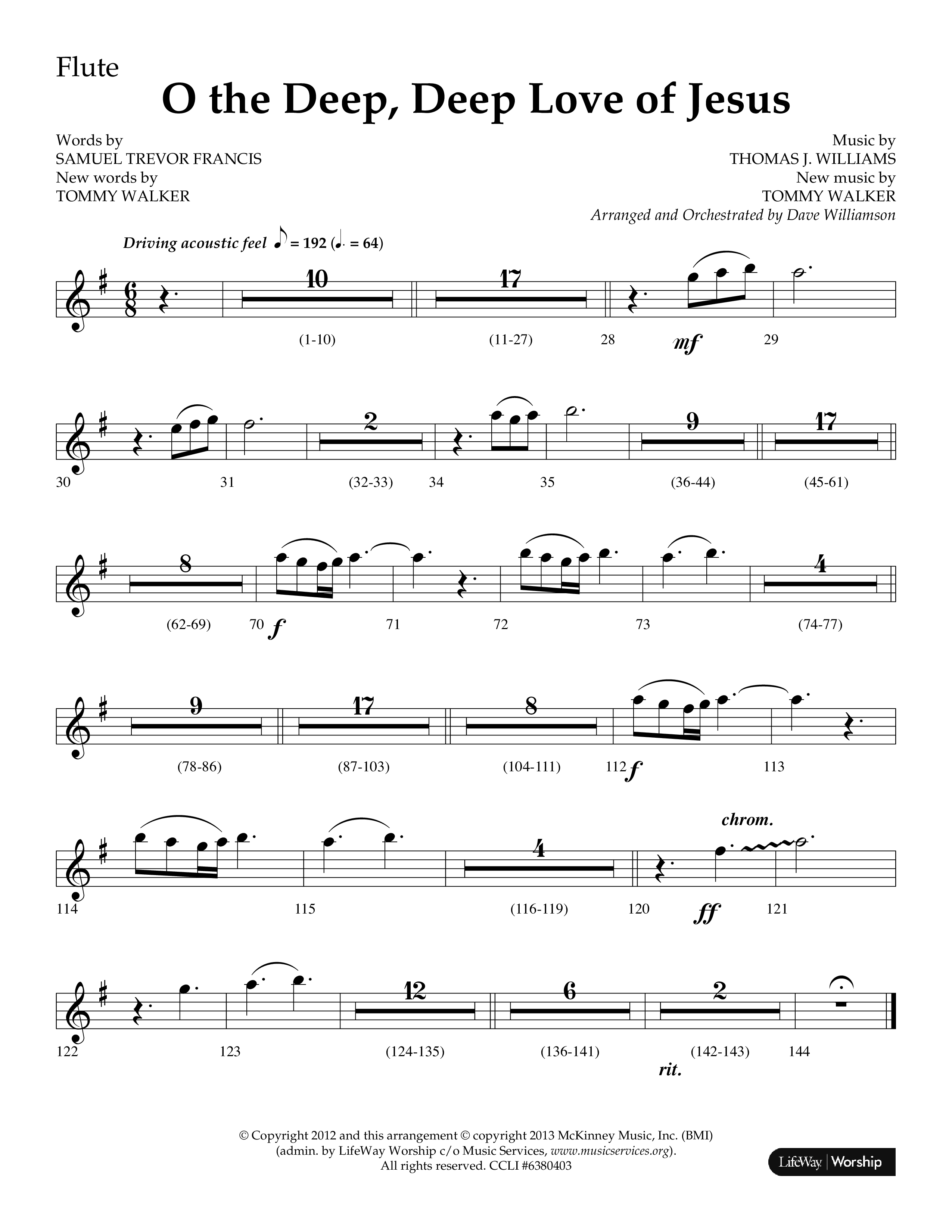 O The Deep Deep Love Of Jesus (Choral Anthem SATB) Flute (Lifeway Choral / Arr. Dave Williamson)