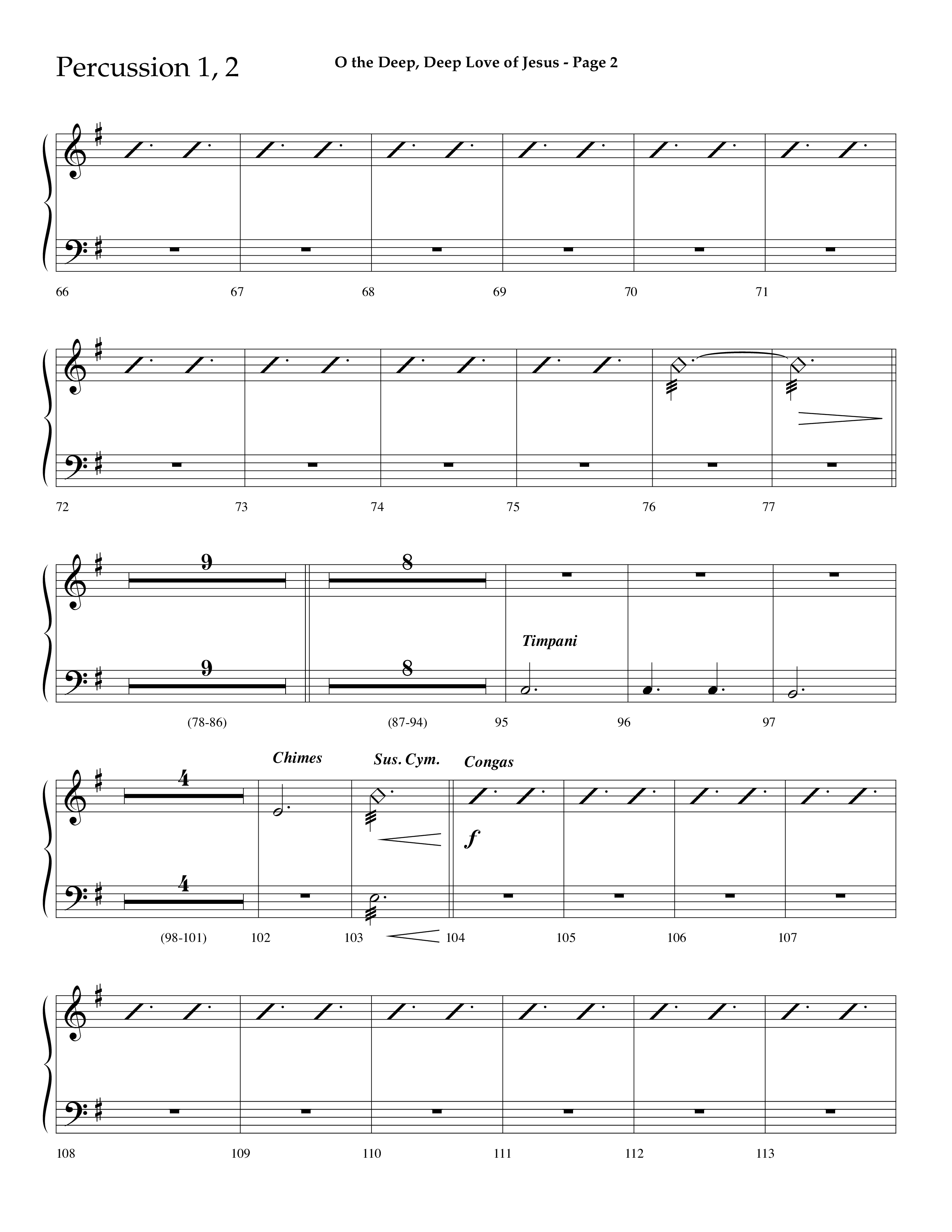 O The Deep Deep Love Of Jesus (Choral Anthem SATB) Percussion 1/2 (Lifeway Choral / Arr. Dave Williamson)
