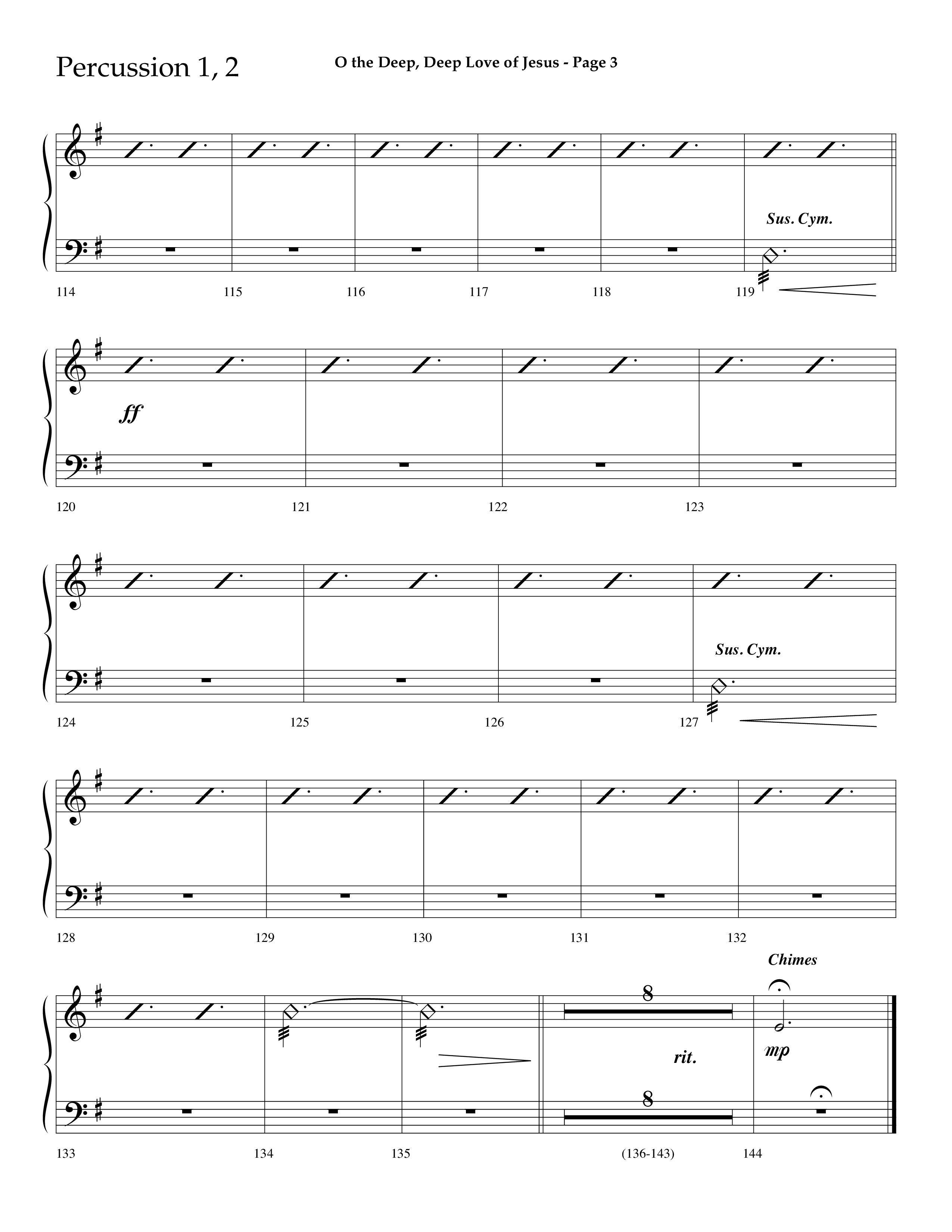 O The Deep Deep Love Of Jesus (Choral Anthem SATB) Percussion 1/2 (Lifeway Choral / Arr. Dave Williamson)