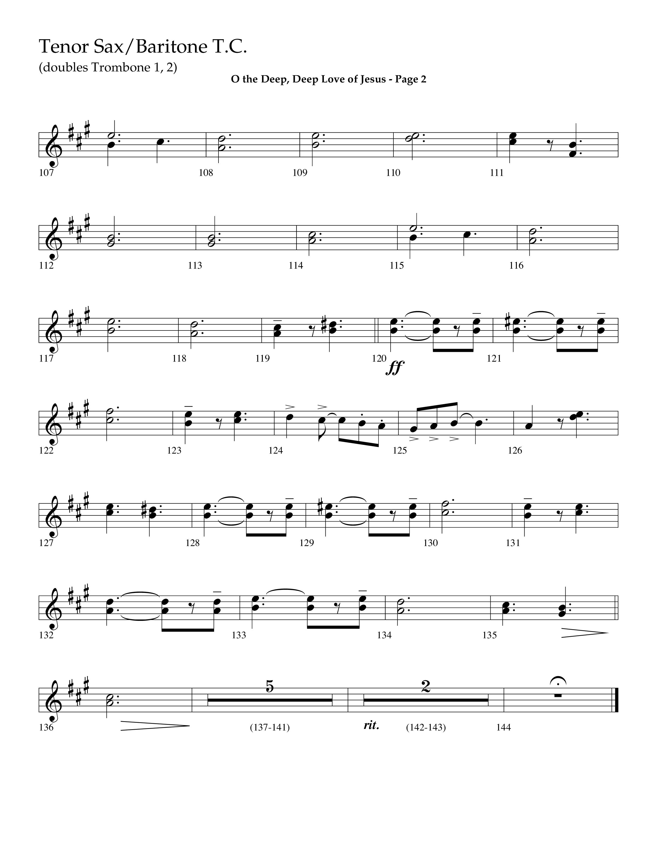 O The Deep Deep Love Of Jesus (Choral Anthem SATB) Tenor Sax/Baritone T.C. (Lifeway Choral / Arr. Dave Williamson)