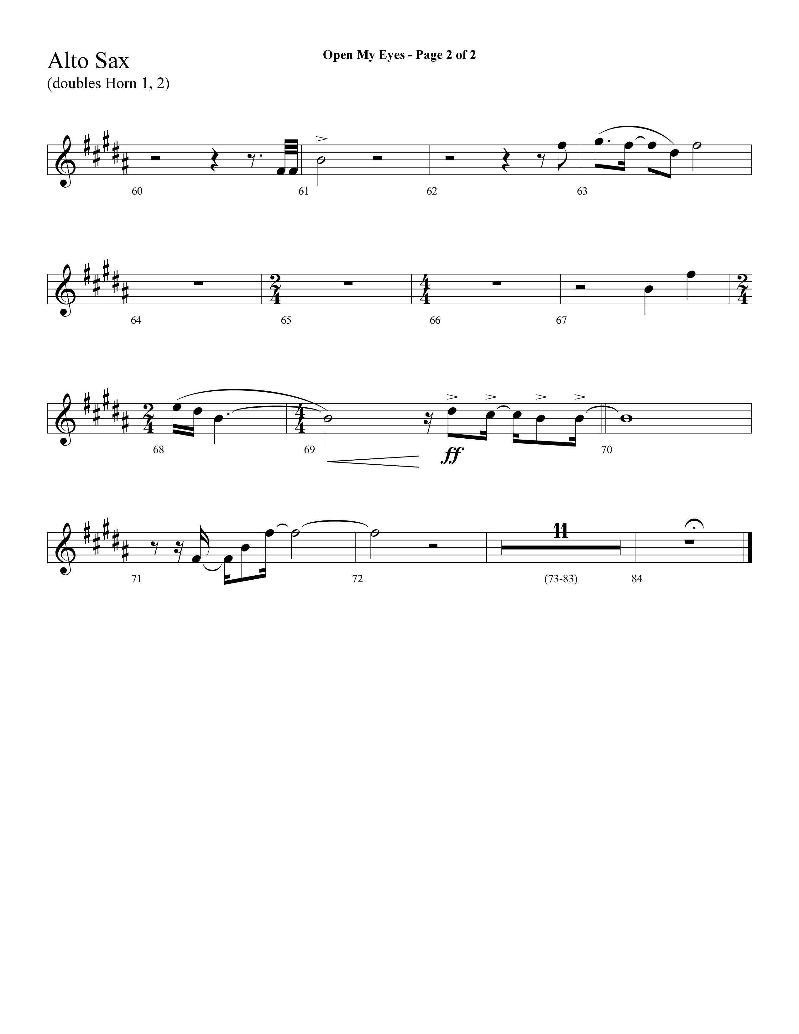 Open My Eyes (with Be Thou My Vision) (Choral Anthem SATB) Alto Sax (Arr. Cliff Duren / Lifeway Choral)