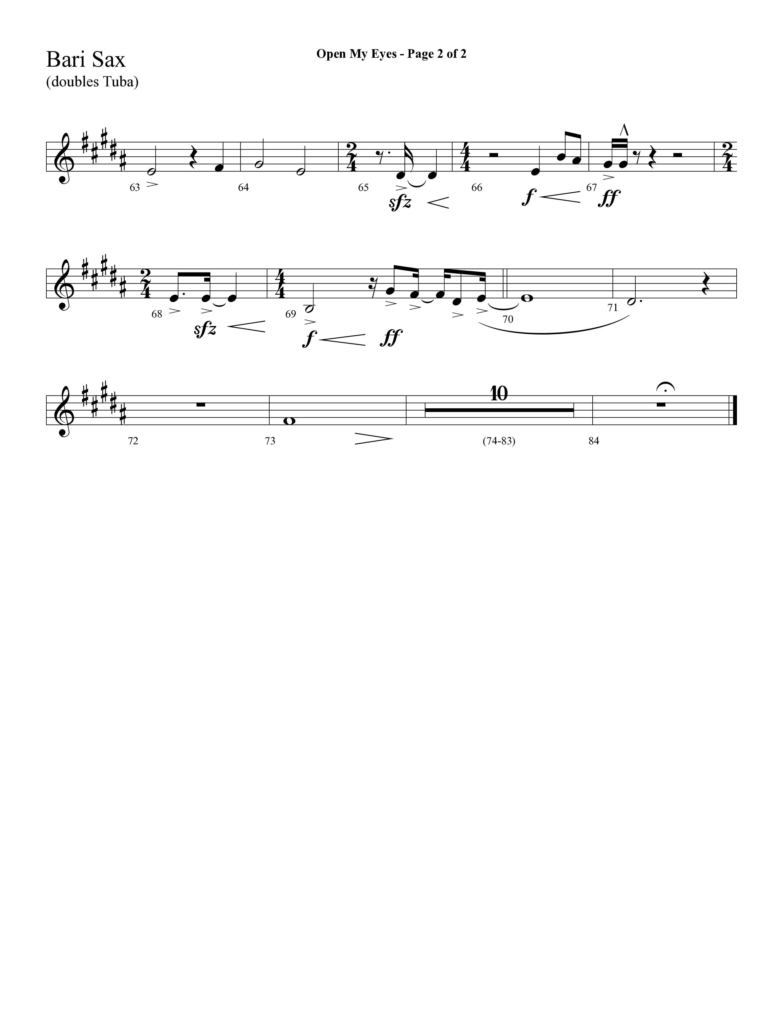 Open My Eyes (with Be Thou My Vision) (Choral Anthem SATB) Bari Sax (Arr. Cliff Duren / Lifeway Choral)