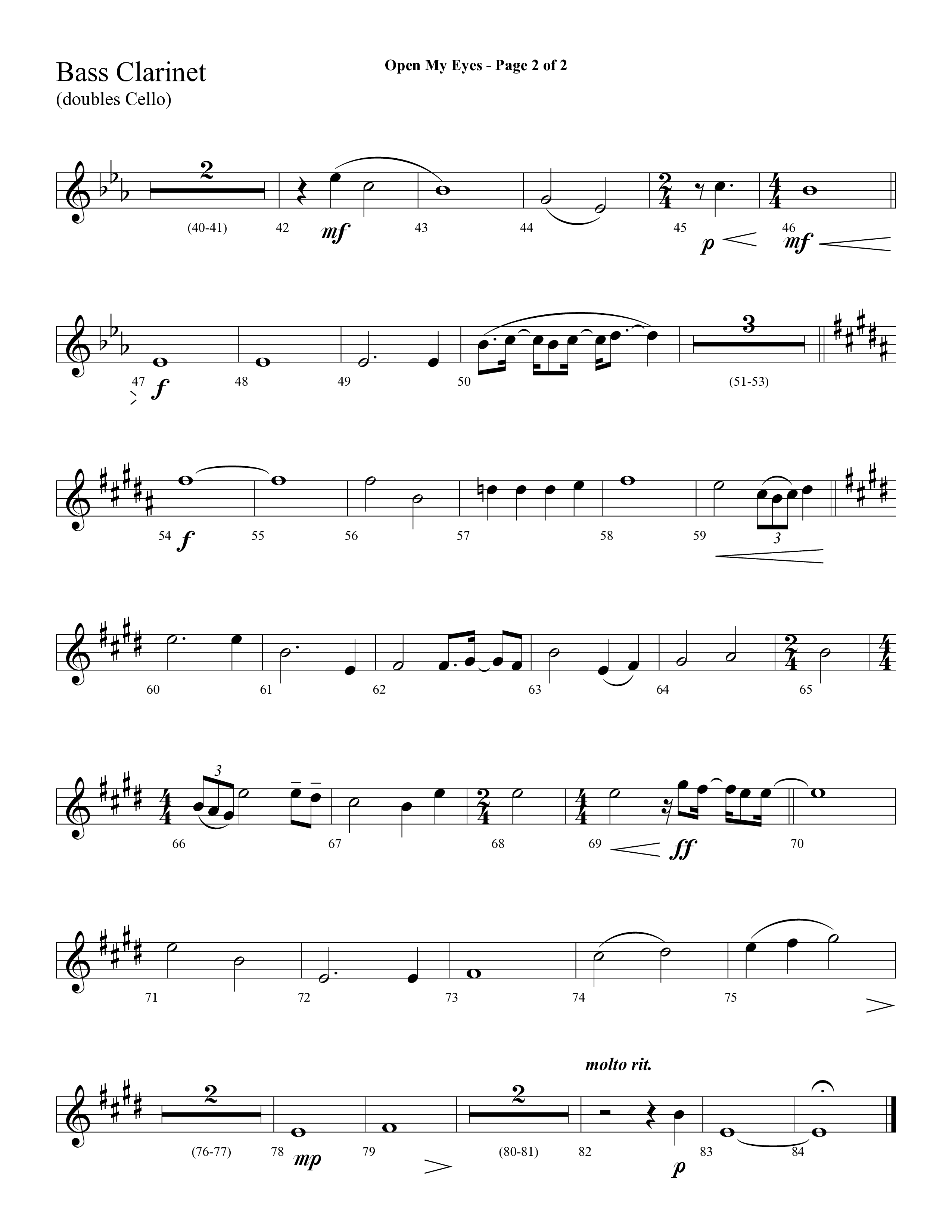 Open My Eyes (with Be Thou My Vision) (Choral Anthem SATB) Bass Clarinet (Arr. Cliff Duren / Lifeway Choral)