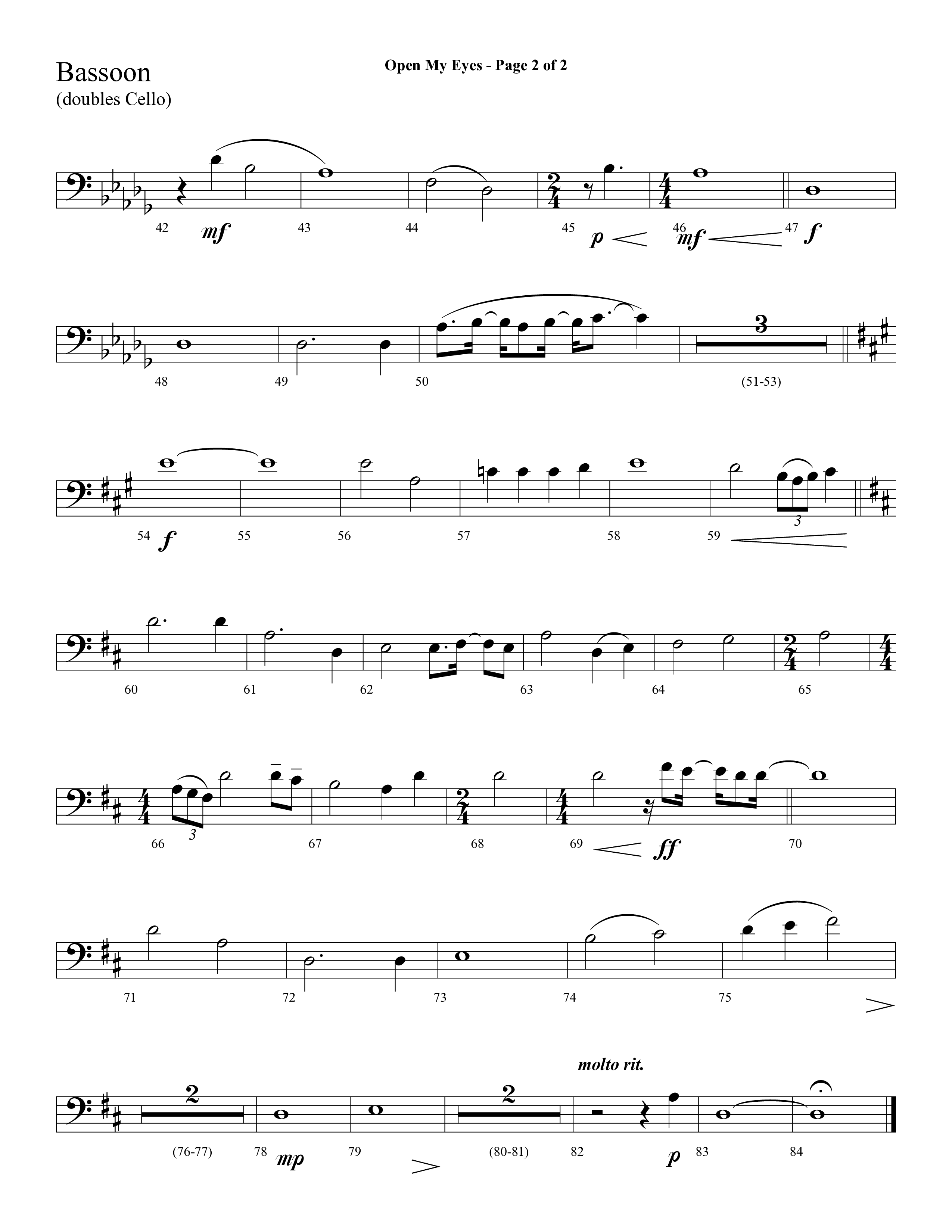 Open My Eyes (with Be Thou My Vision) (Choral Anthem SATB) Bassoon (Arr. Cliff Duren / Lifeway Choral)