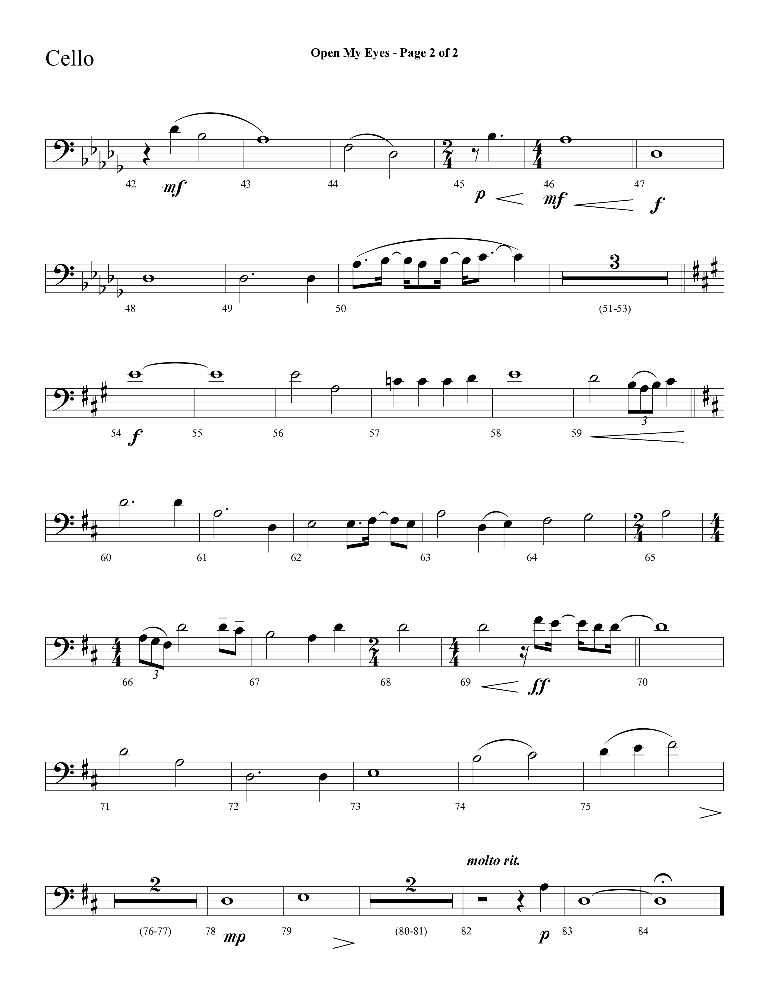 Open My Eyes (with Be Thou My Vision) (Choral Anthem SATB) Cello (Arr. Cliff Duren / Lifeway Choral)