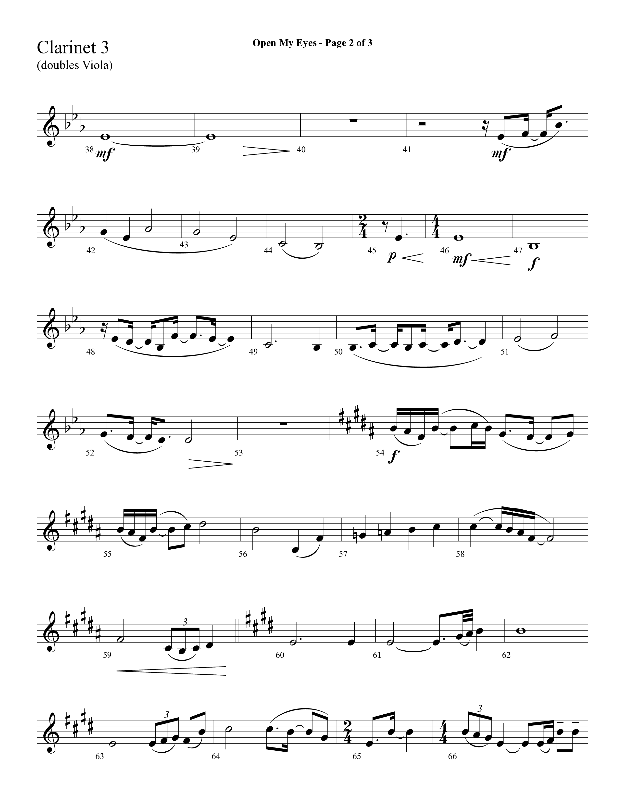 Open My Eyes (with Be Thou My Vision) (Choral Anthem SATB) Clarinet 3 (Arr. Cliff Duren / Lifeway Choral)