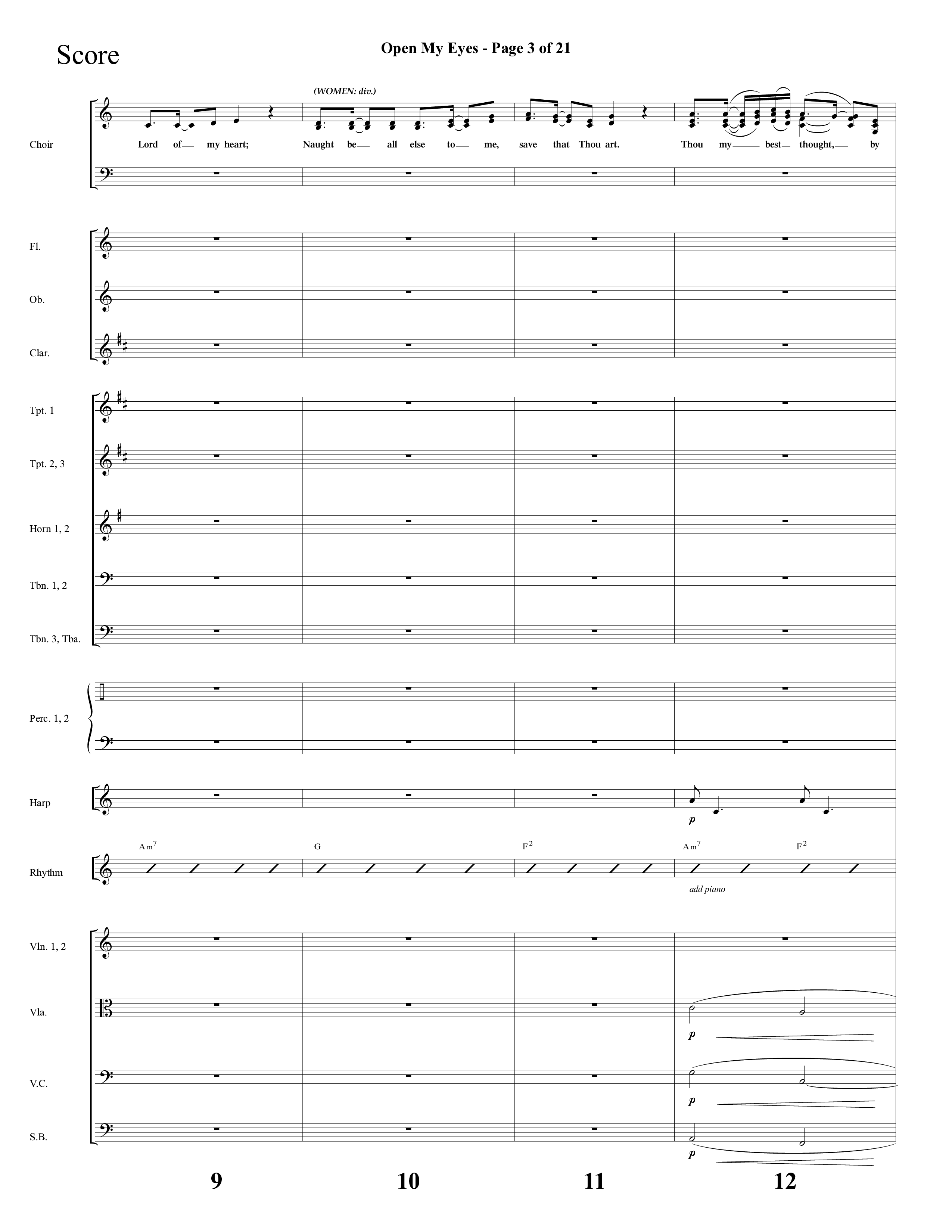 Open My Eyes (with Be Thou My Vision) (Choral Anthem SATB) Orchestration (Arr. Cliff Duren / Lifeway Choral)