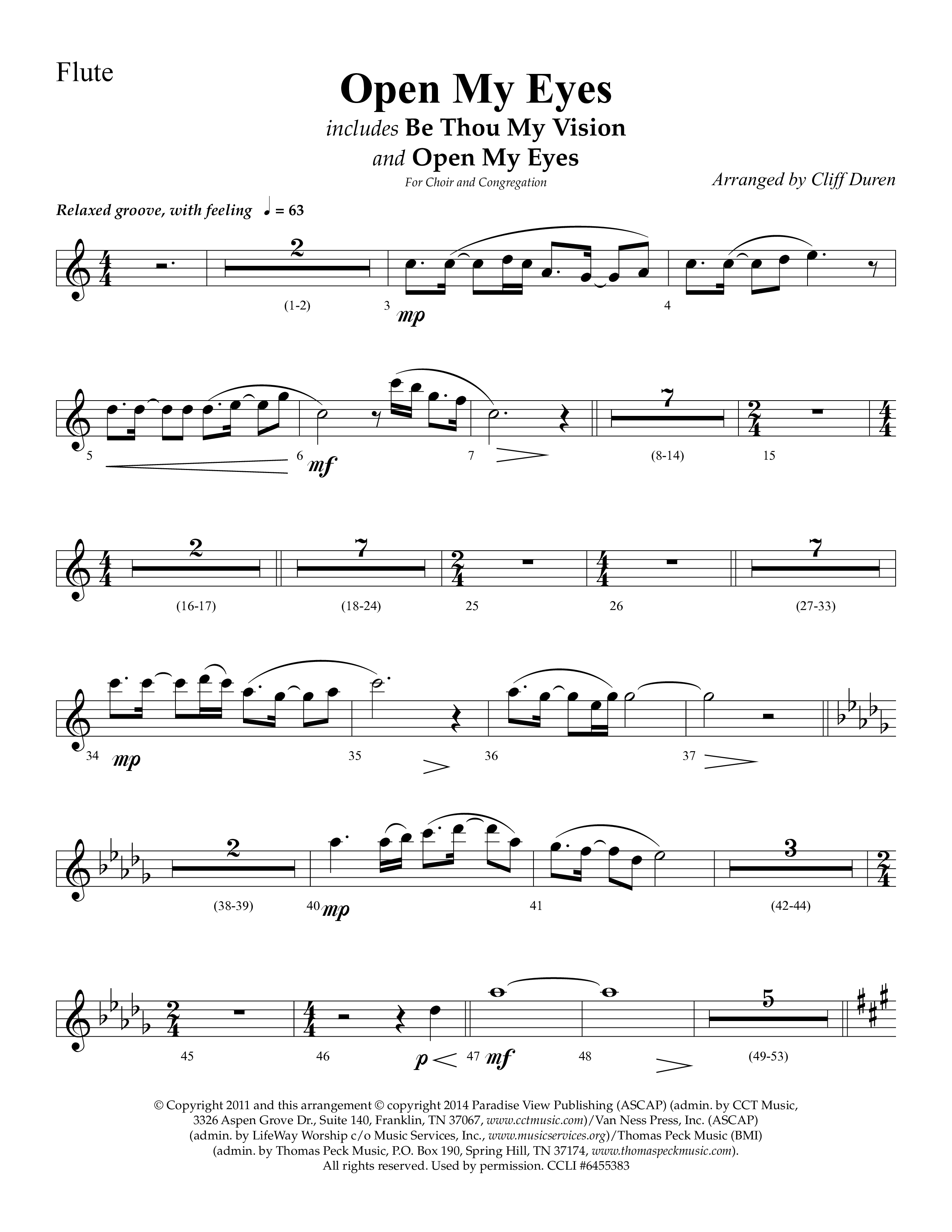 Open My Eyes (with Be Thou My Vision) (Choral Anthem SATB) Flute (Arr. Cliff Duren / Lifeway Choral)