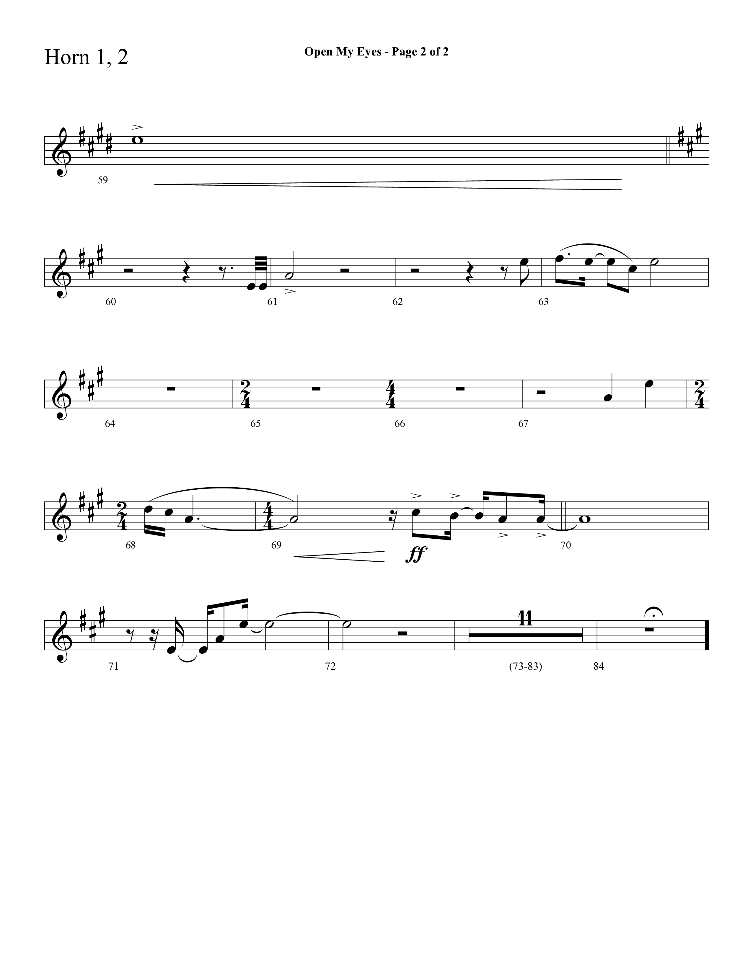 Open My Eyes (with Be Thou My Vision) (Choral Anthem SATB) French Horn 1/2 (Arr. Cliff Duren / Lifeway Choral)