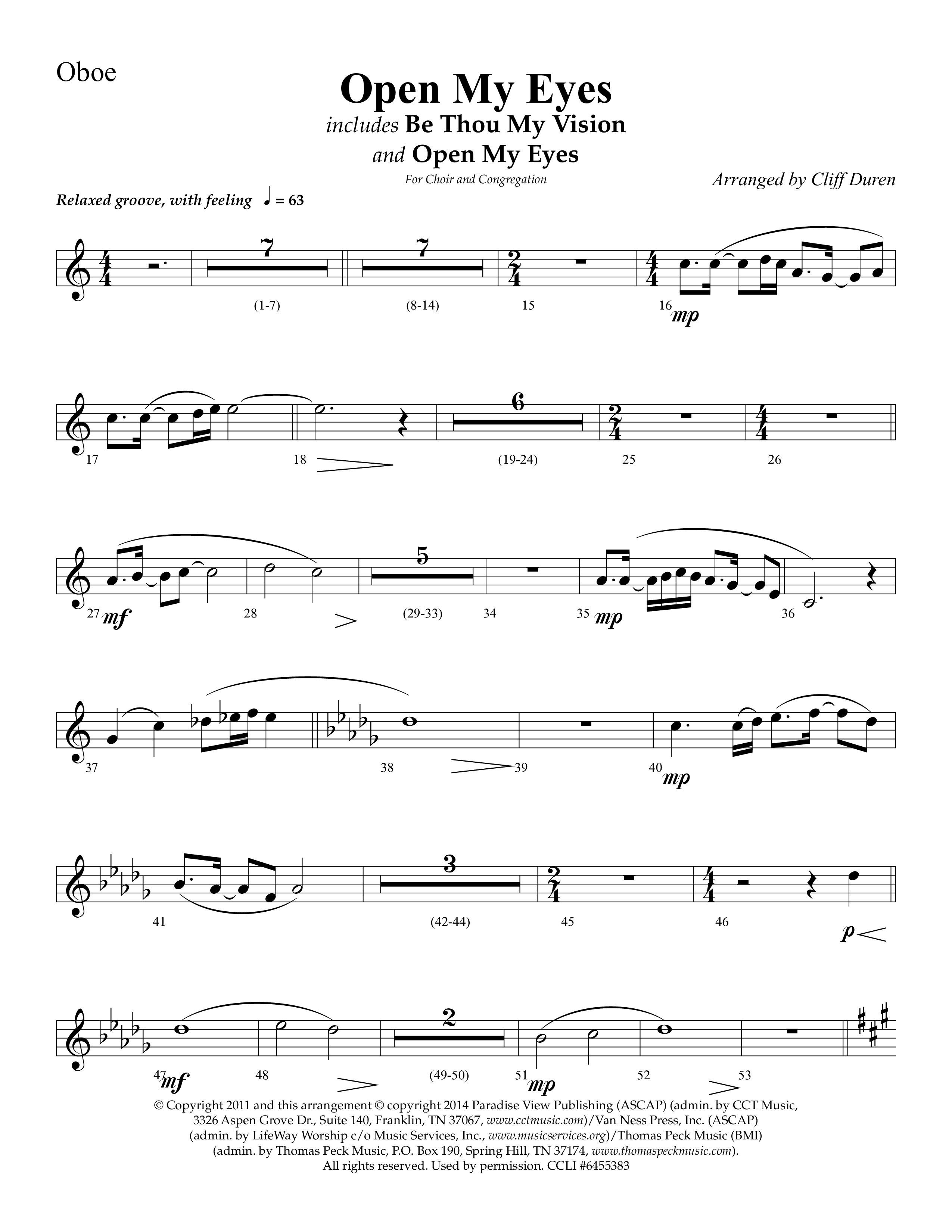 Open My Eyes (with Be Thou My Vision) (Choral Anthem SATB) Oboe (Arr. Cliff Duren / Lifeway Choral)