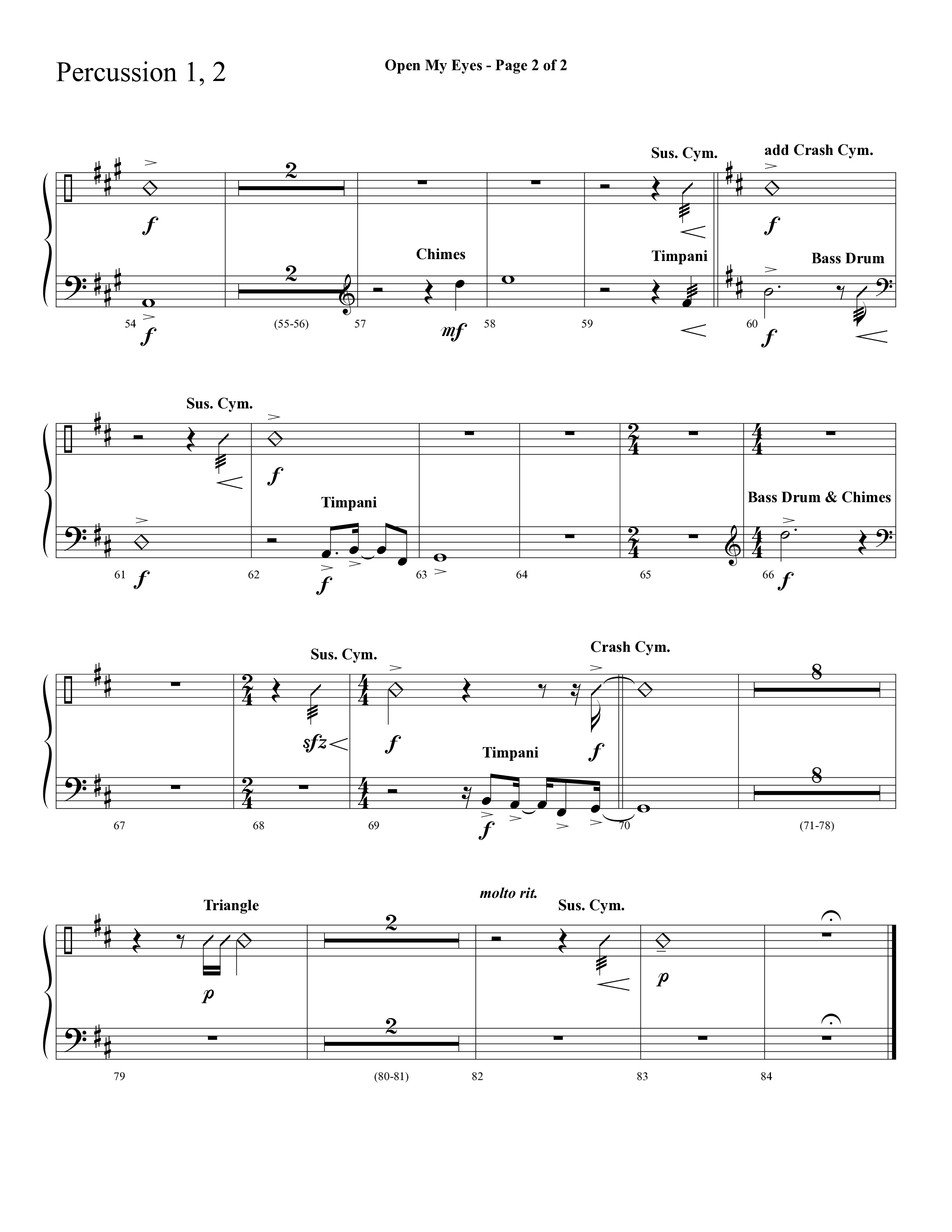 Open My Eyes (with Be Thou My Vision) (Choral Anthem SATB) Percussion 1/2 (Arr. Cliff Duren / Lifeway Choral)