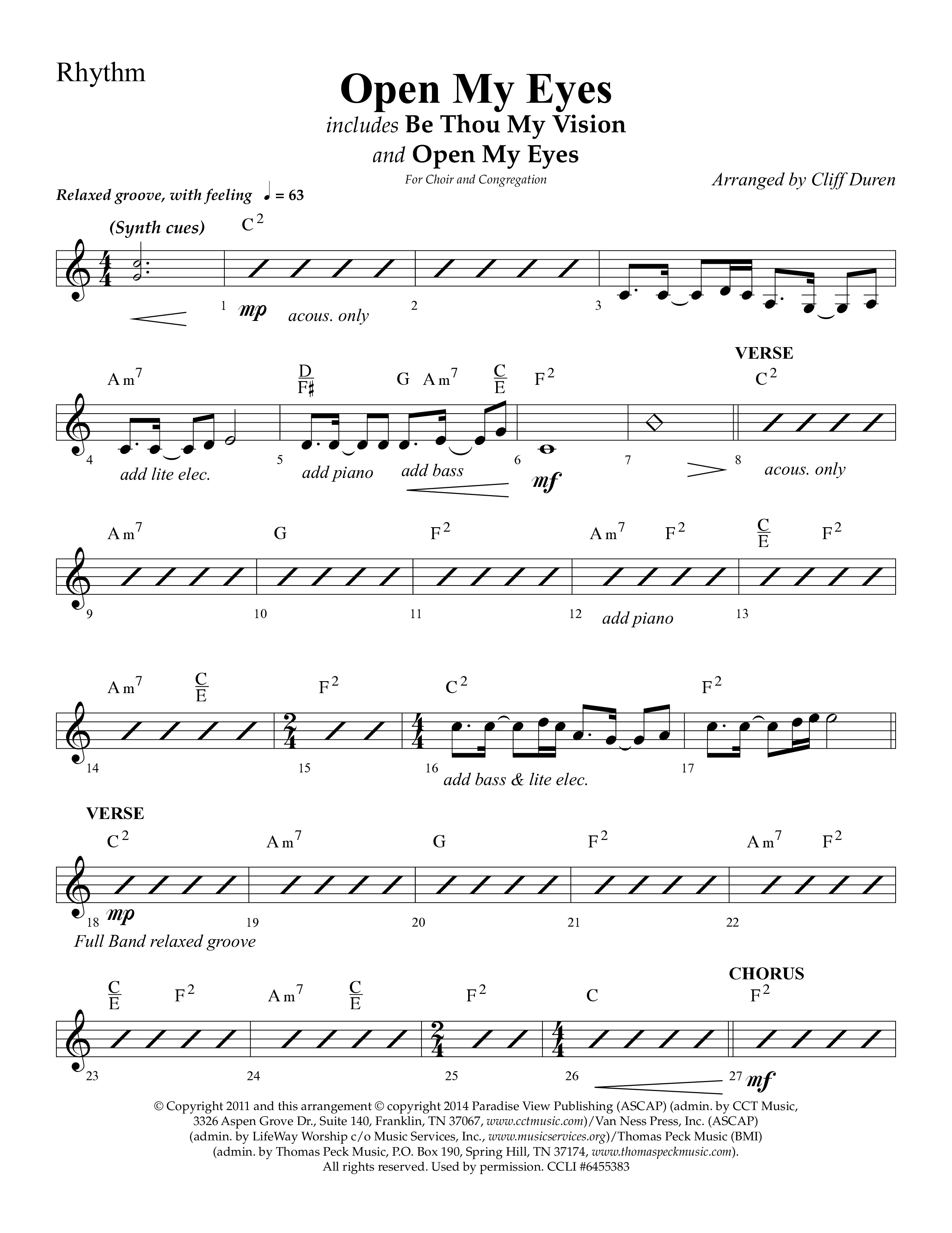 Open My Eyes (with Be Thou My Vision) (Choral Anthem SATB) Lead Melody & Rhythm (Arr. Cliff Duren / Lifeway Choral)