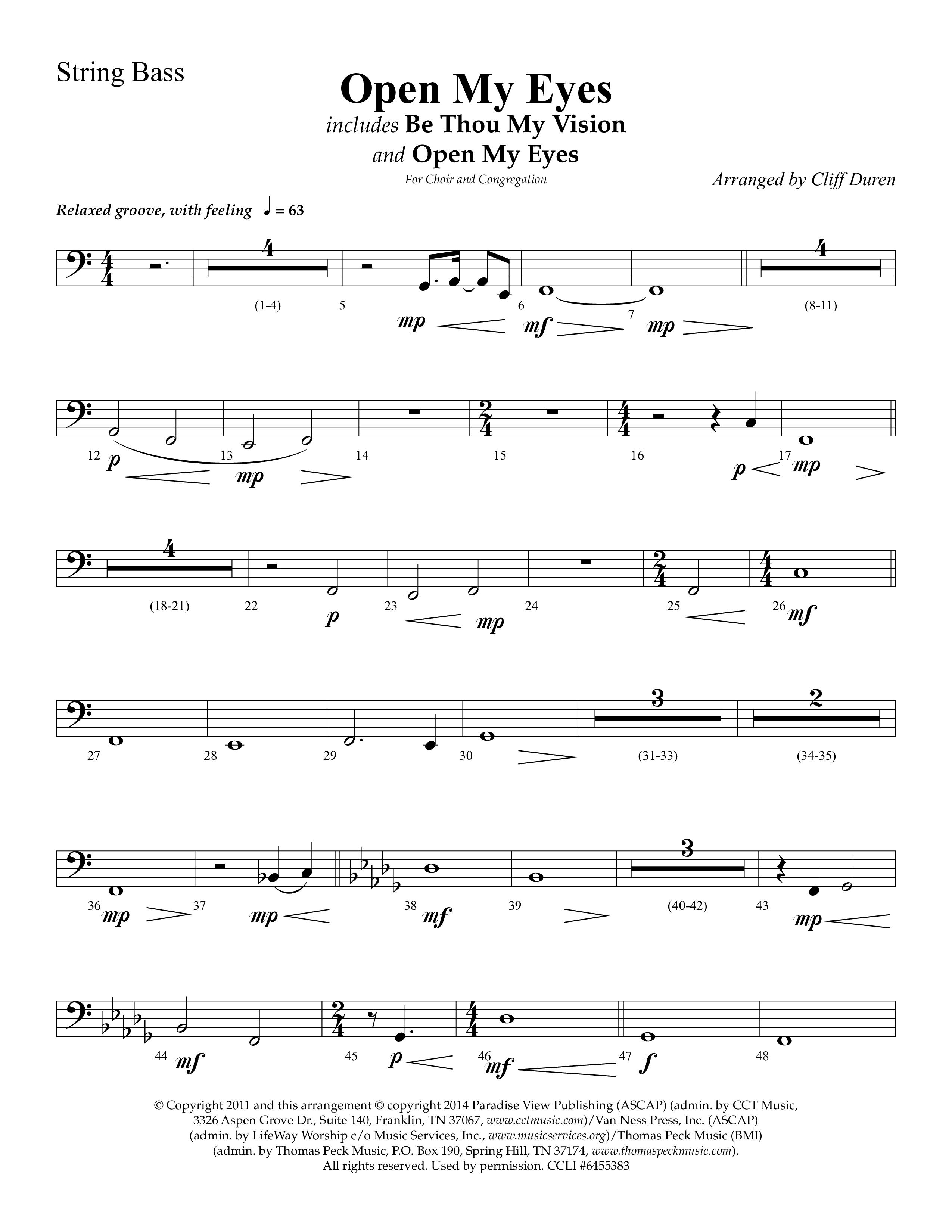 Open My Eyes (with Be Thou My Vision) (Choral Anthem SATB) String Bass (Arr. Cliff Duren / Lifeway Choral)