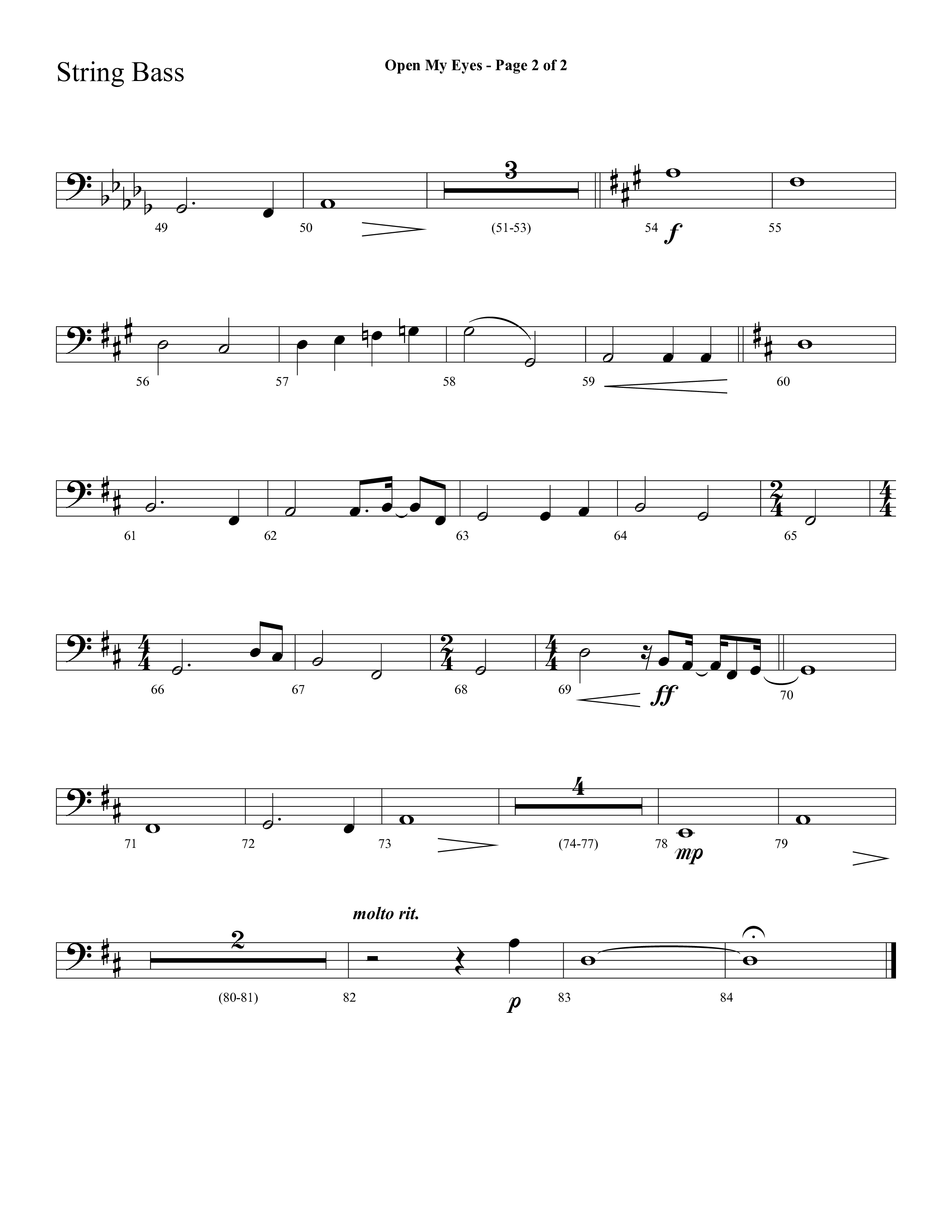 Open My Eyes (with Be Thou My Vision) (Choral Anthem SATB) String Bass (Arr. Cliff Duren / Lifeway Choral)