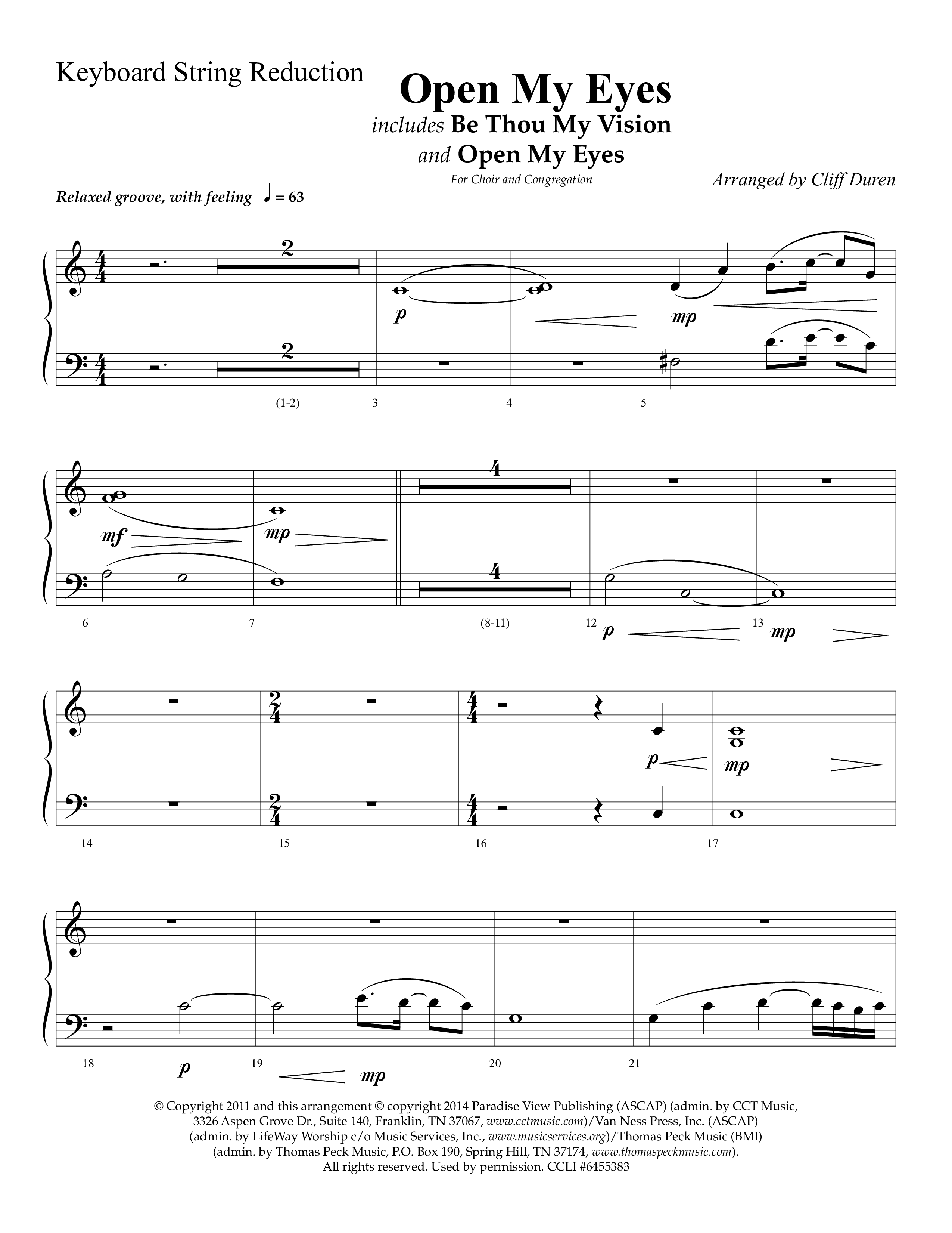 Open My Eyes (with Be Thou My Vision) (Choral Anthem SATB) String Reduction (Arr. Cliff Duren / Lifeway Choral)