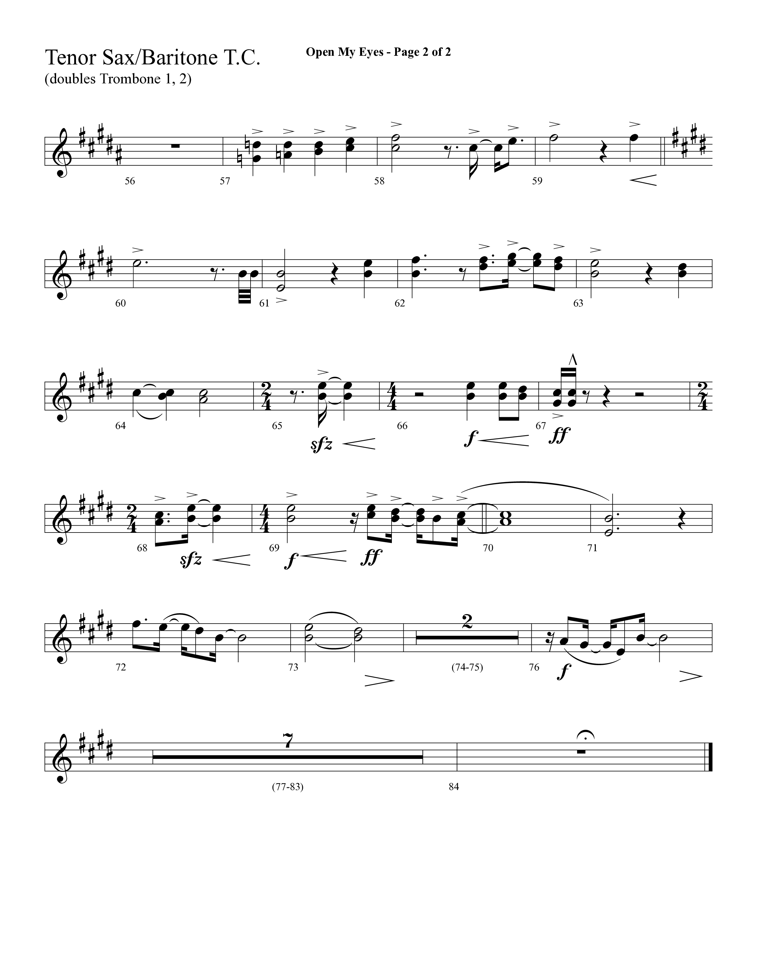 Open My Eyes (with Be Thou My Vision) (Choral Anthem SATB) Tenor Sax/Baritone T.C. (Arr. Cliff Duren / Lifeway Choral)