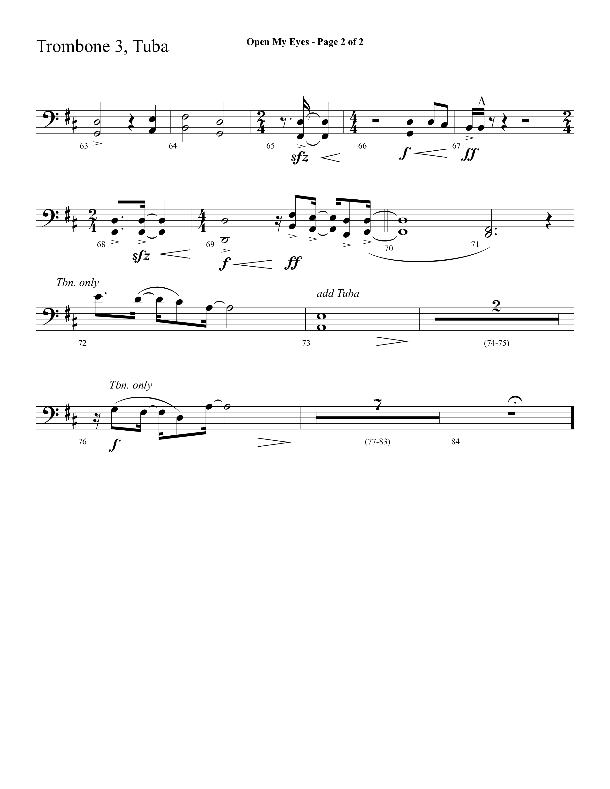 Open My Eyes (with Be Thou My Vision) (Choral Anthem SATB) Trombone 3/Tuba (Arr. Cliff Duren / Lifeway Choral)