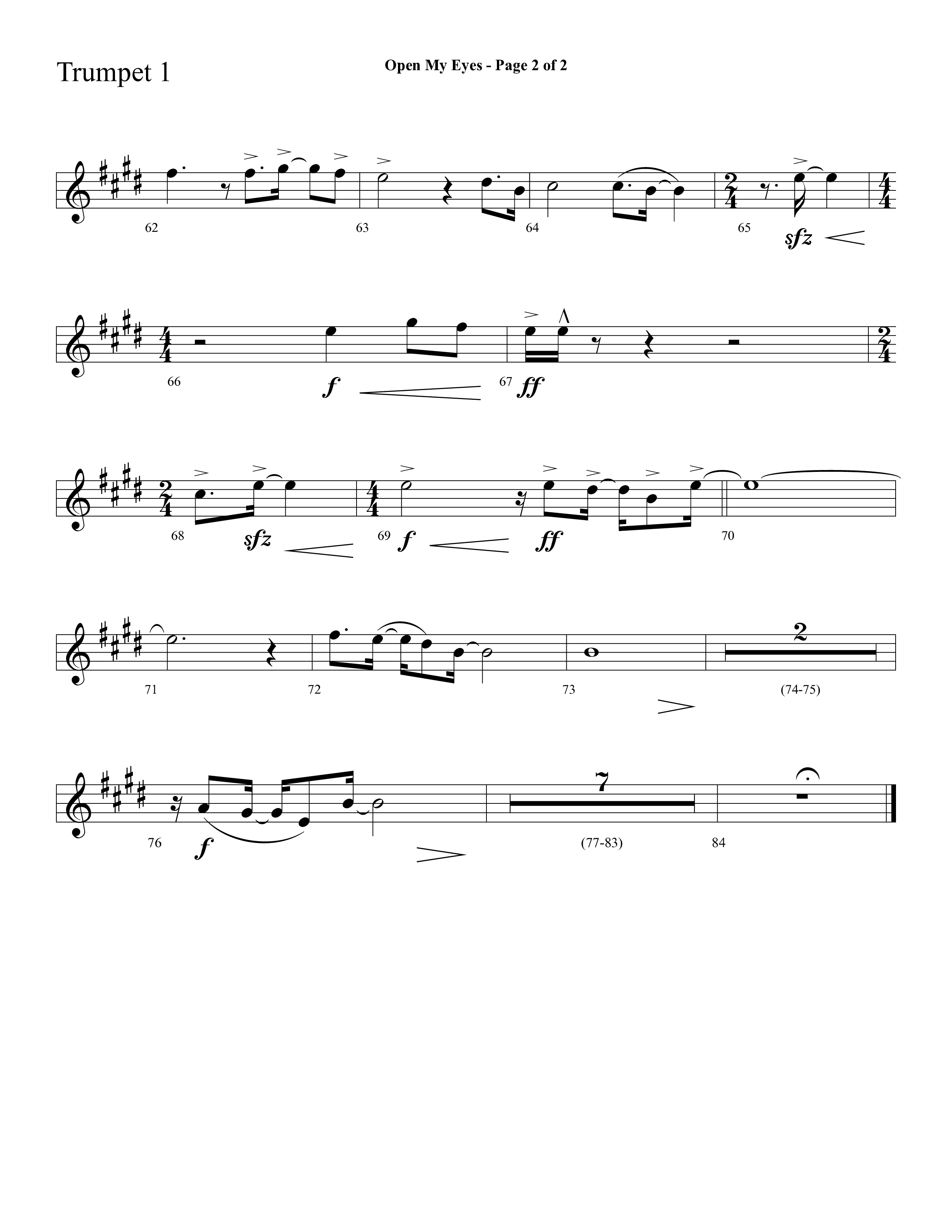 Open My Eyes (with Be Thou My Vision) (Choral Anthem SATB) Trumpet 1 (Arr. Cliff Duren / Lifeway Choral)