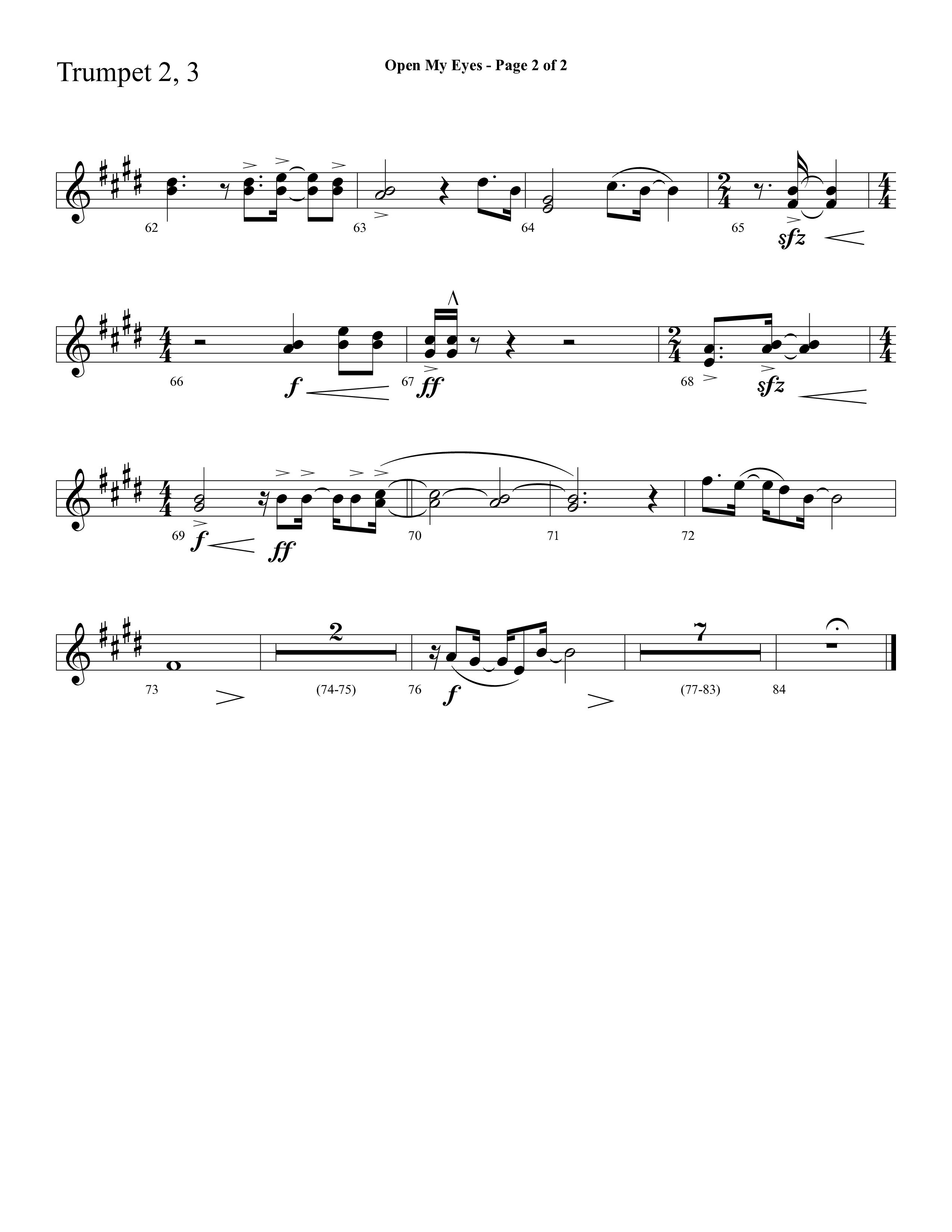 Open My Eyes (with Be Thou My Vision) (Choral Anthem SATB) Trumpet 2/3 (Arr. Cliff Duren / Lifeway Choral)