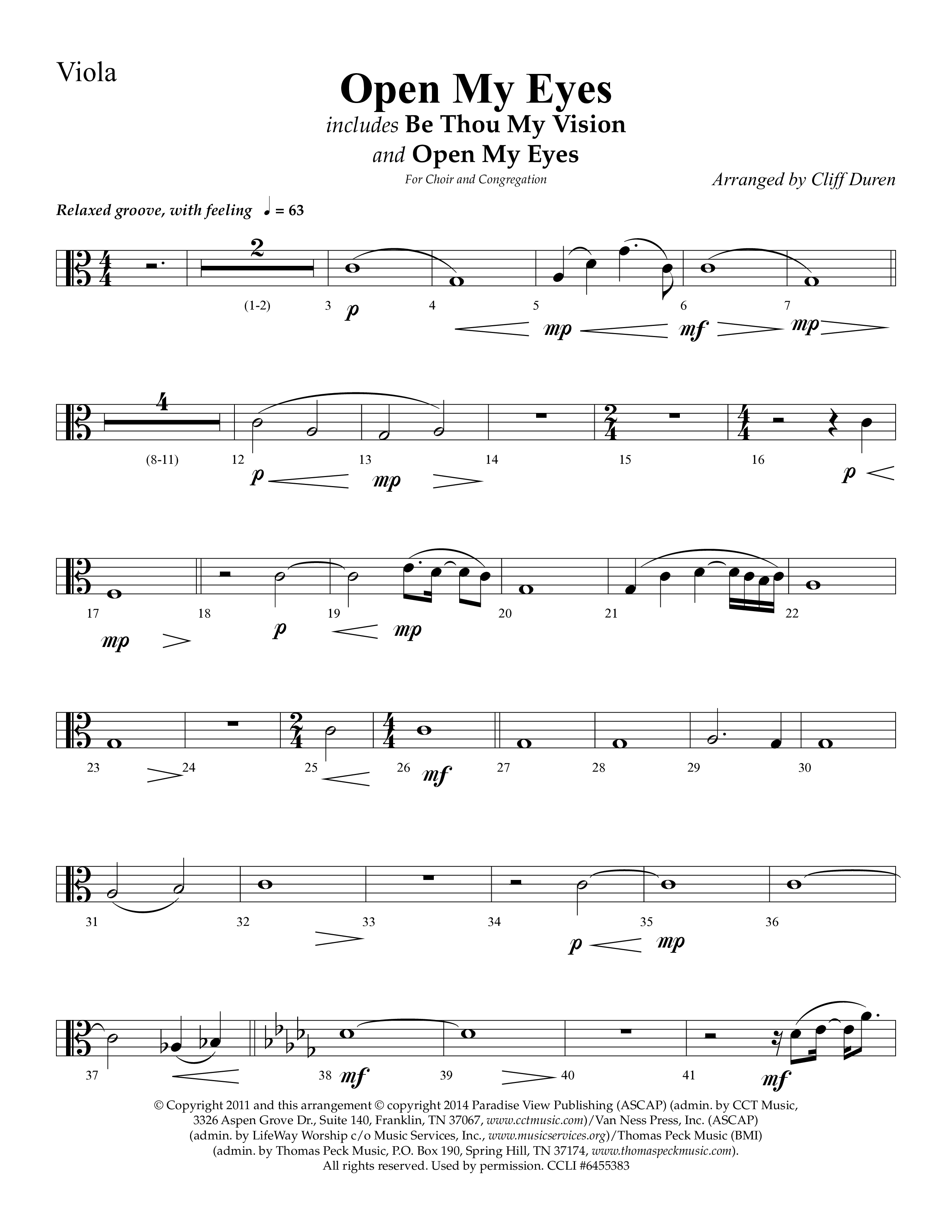 Open My Eyes (with Be Thou My Vision) (Choral Anthem SATB) Viola (Arr. Cliff Duren / Lifeway Choral)