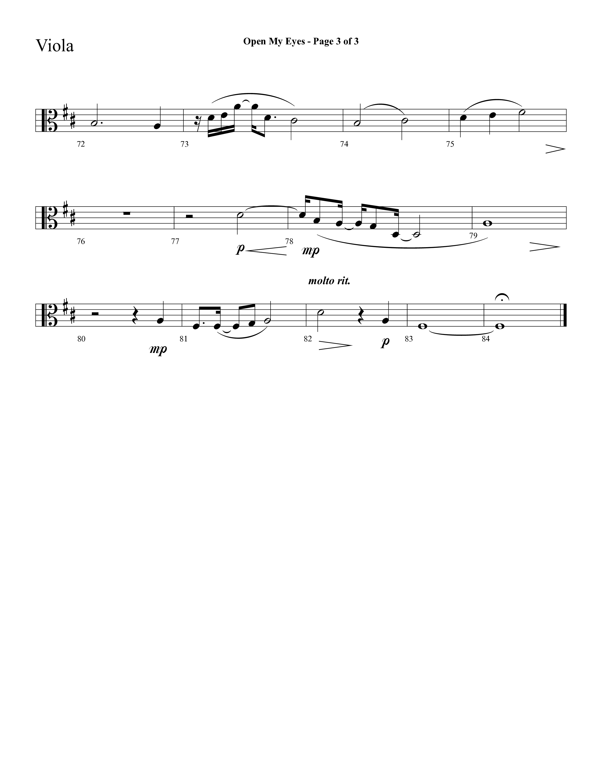 Open My Eyes (with Be Thou My Vision) (Choral Anthem SATB) Viola (Arr. Cliff Duren / Lifeway Choral)