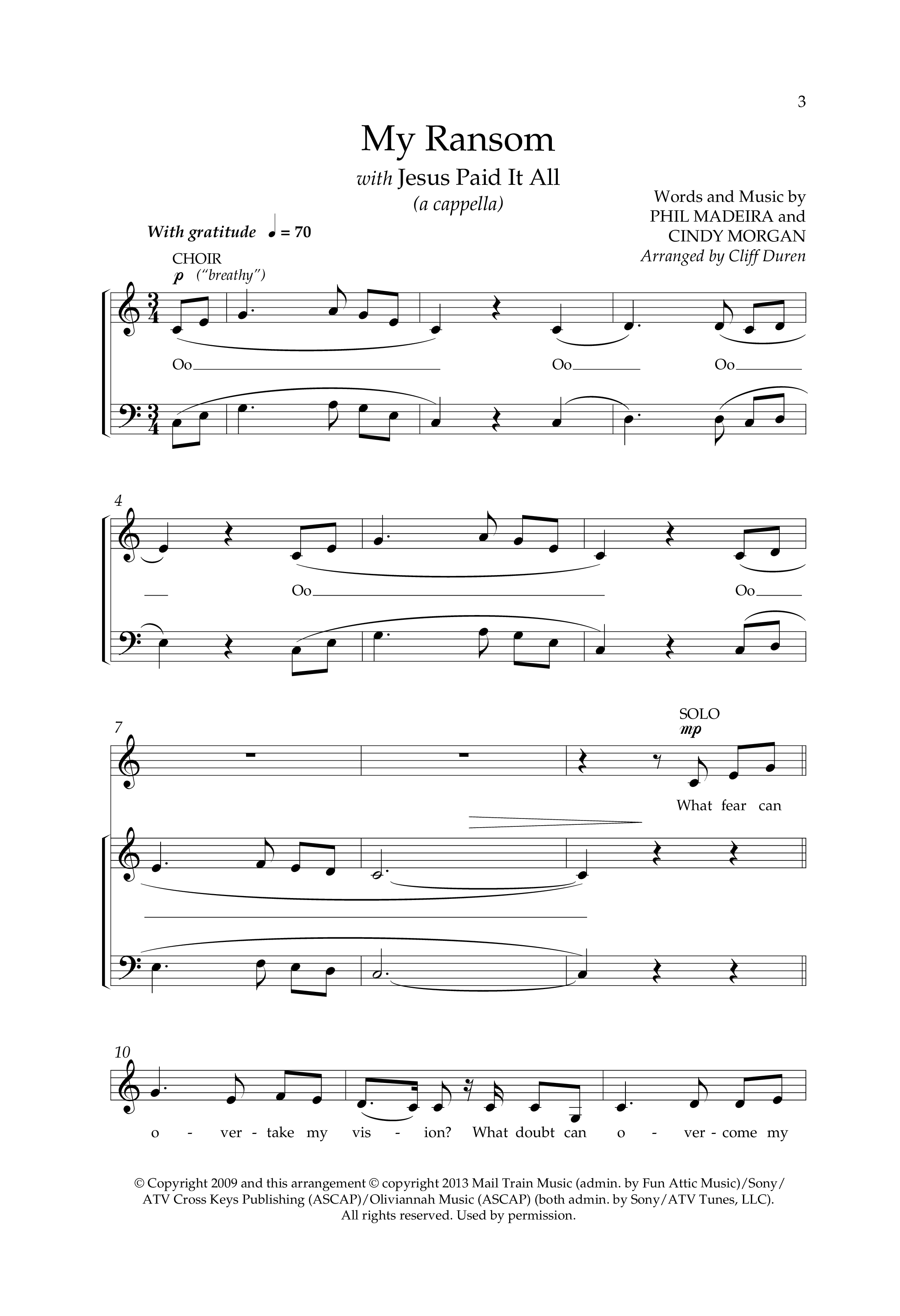 My Ransom (with Jesus Paid It All) (Choral Anthem SATB) Anthem (SATB/Piano) (Lifeway Choral / Arr. Cliff Duren)