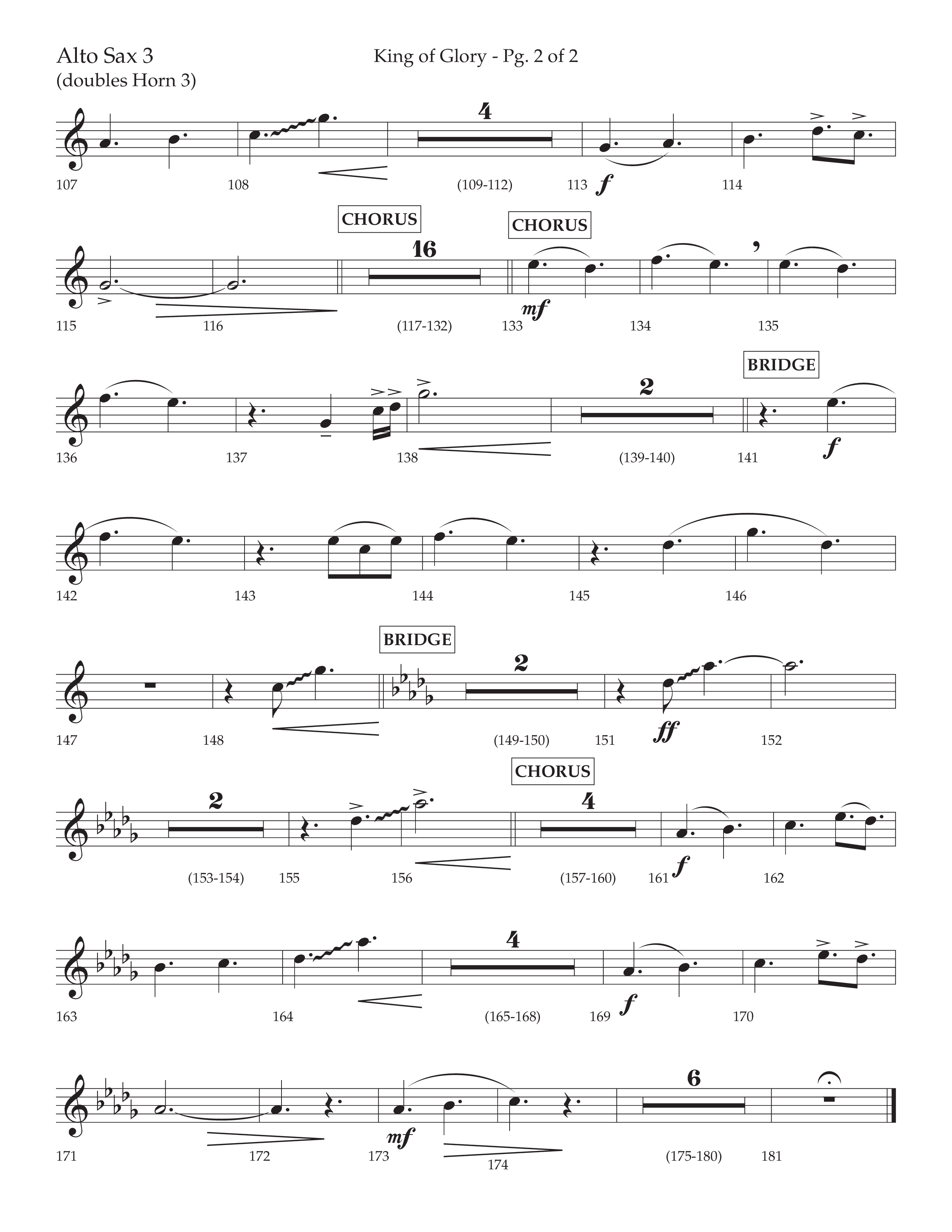 King Of Glory (Choral Anthem SATB) Alto Sax (Lifeway Choral / Arr. David Wise / Orch. David Shipps)